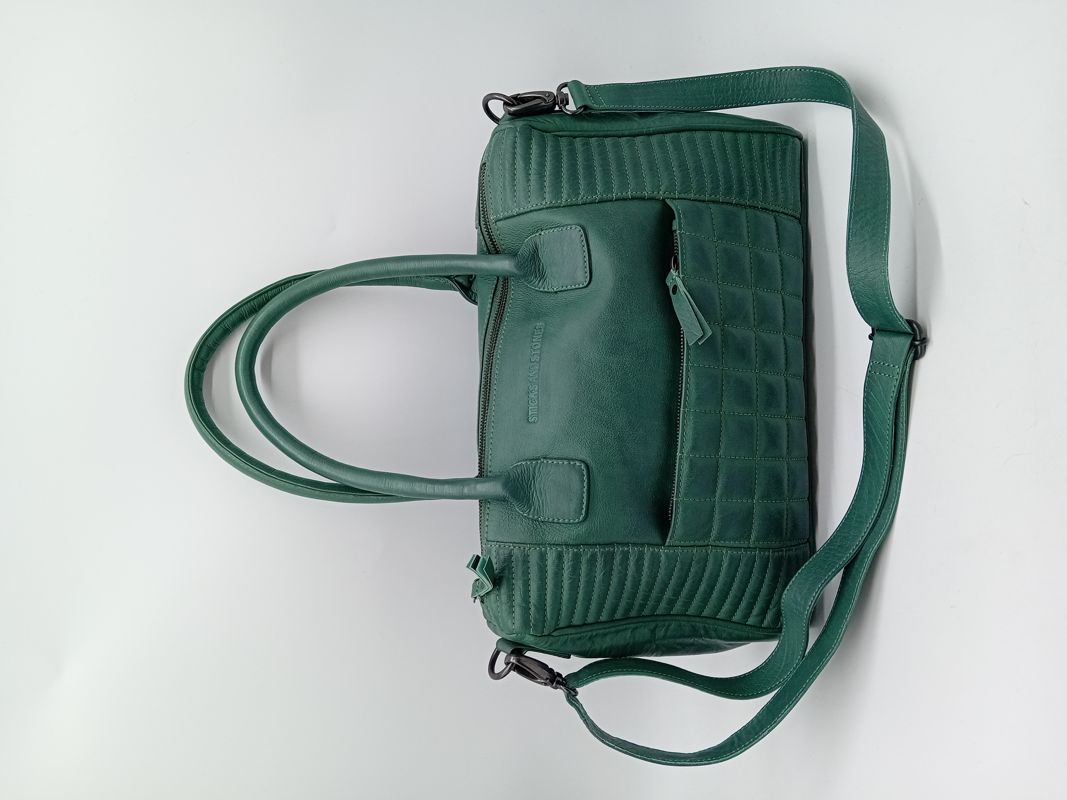 Sac A Main En Cuir Vert Sticks And Stones