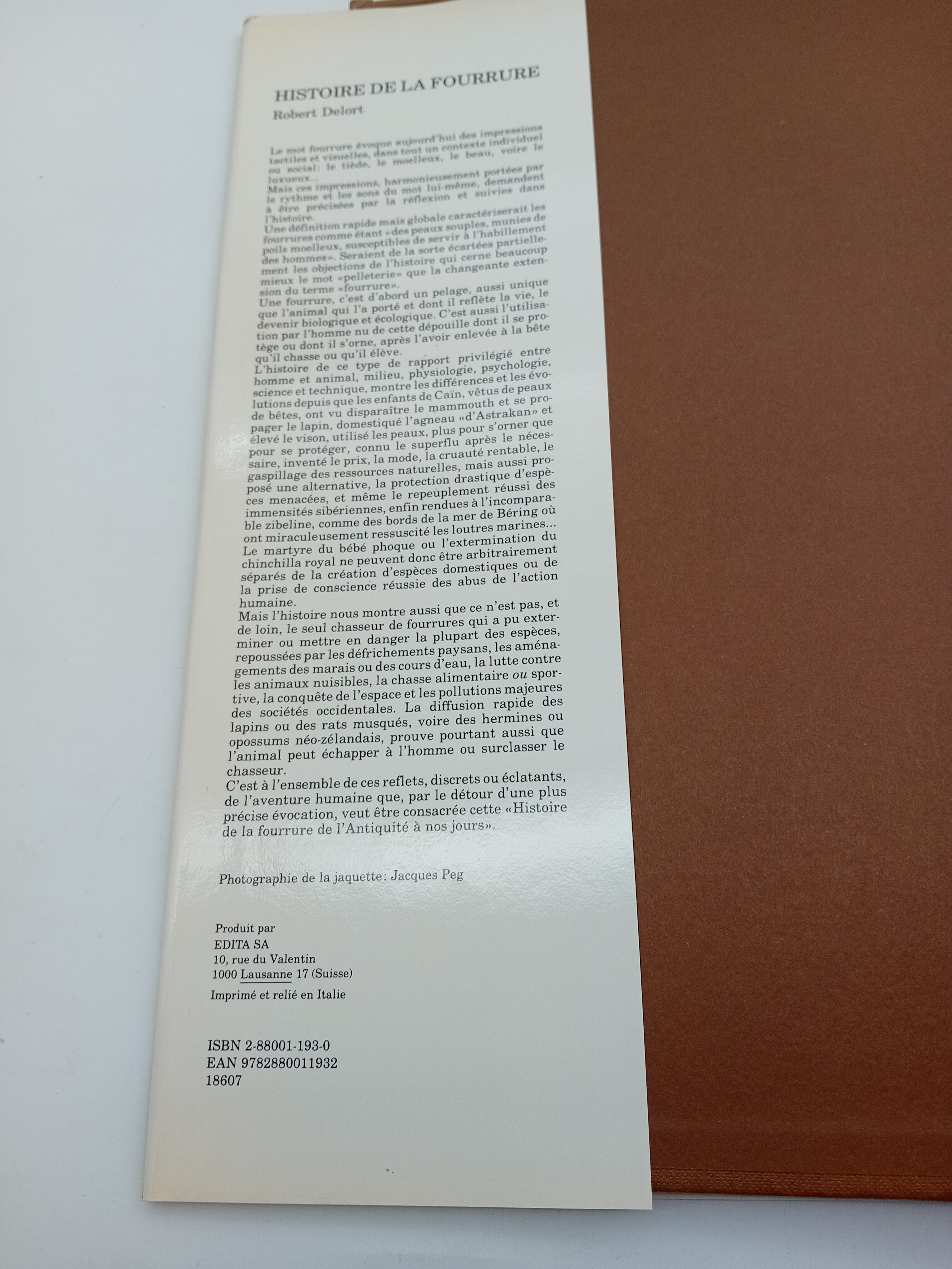 L'histoire De La Fourrure Robert Delort (BL918)