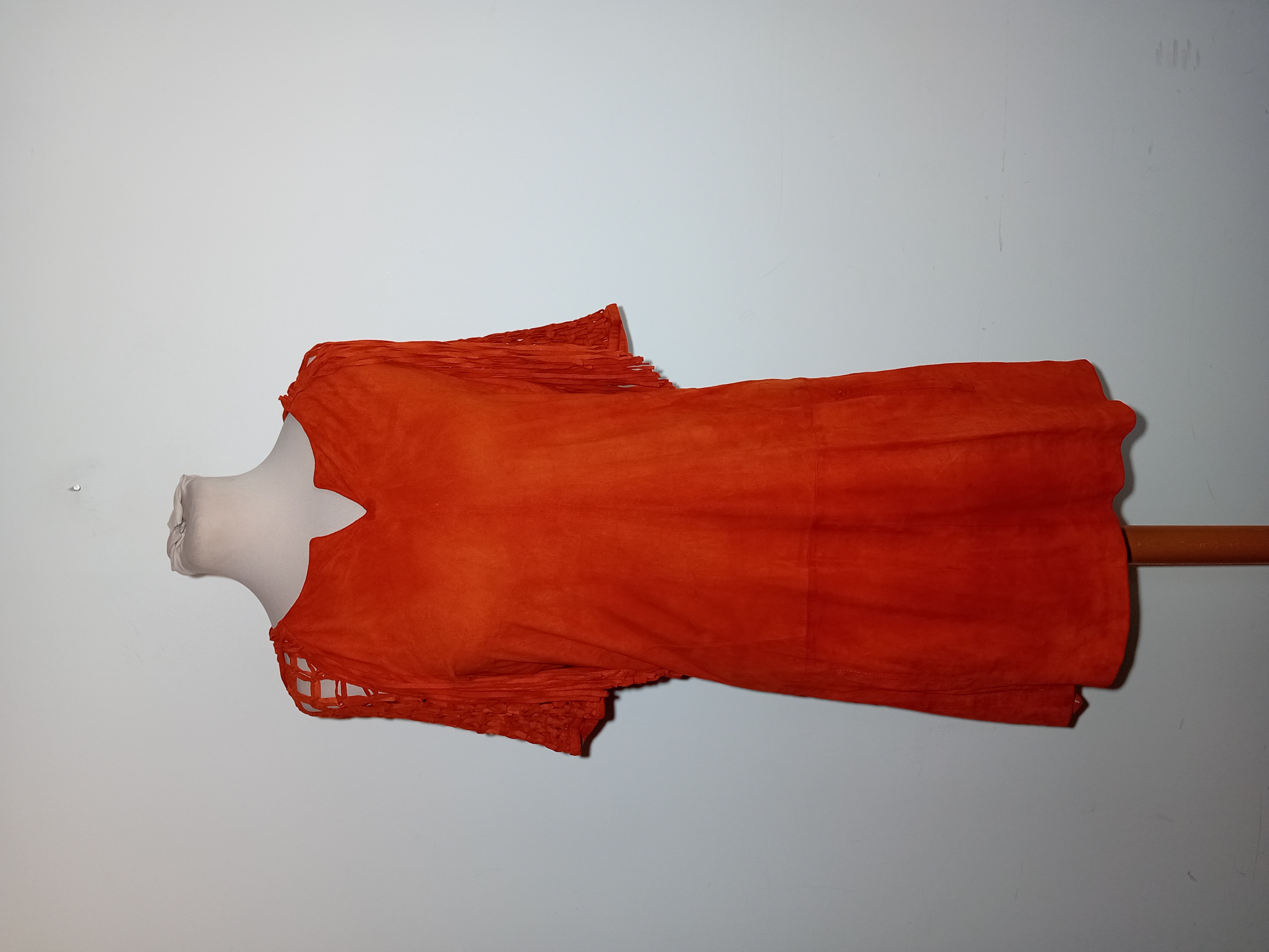Robe Courte Daim Orange Franges Maje M