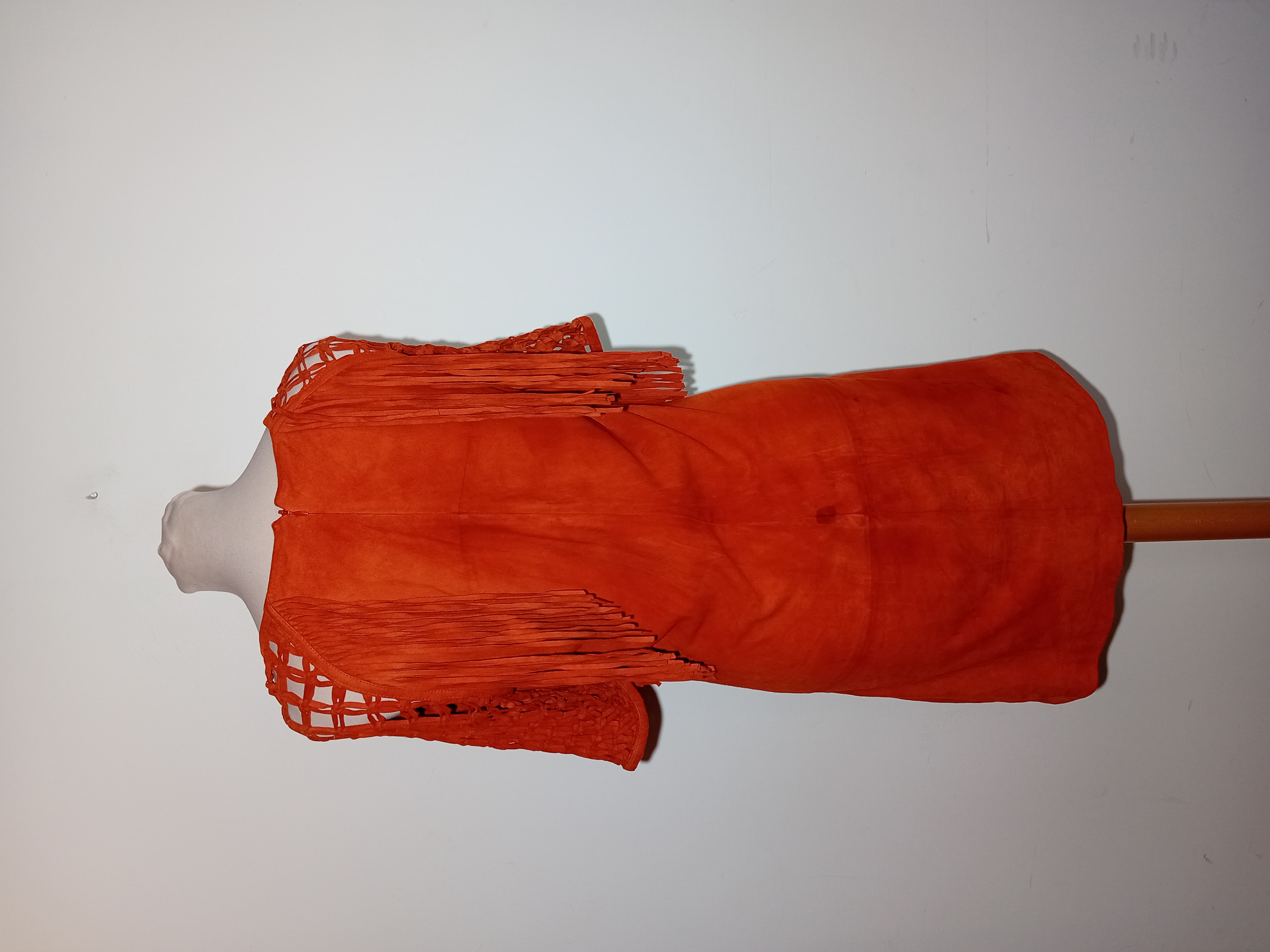 Robe Courte Daim Orange Franges Maje M