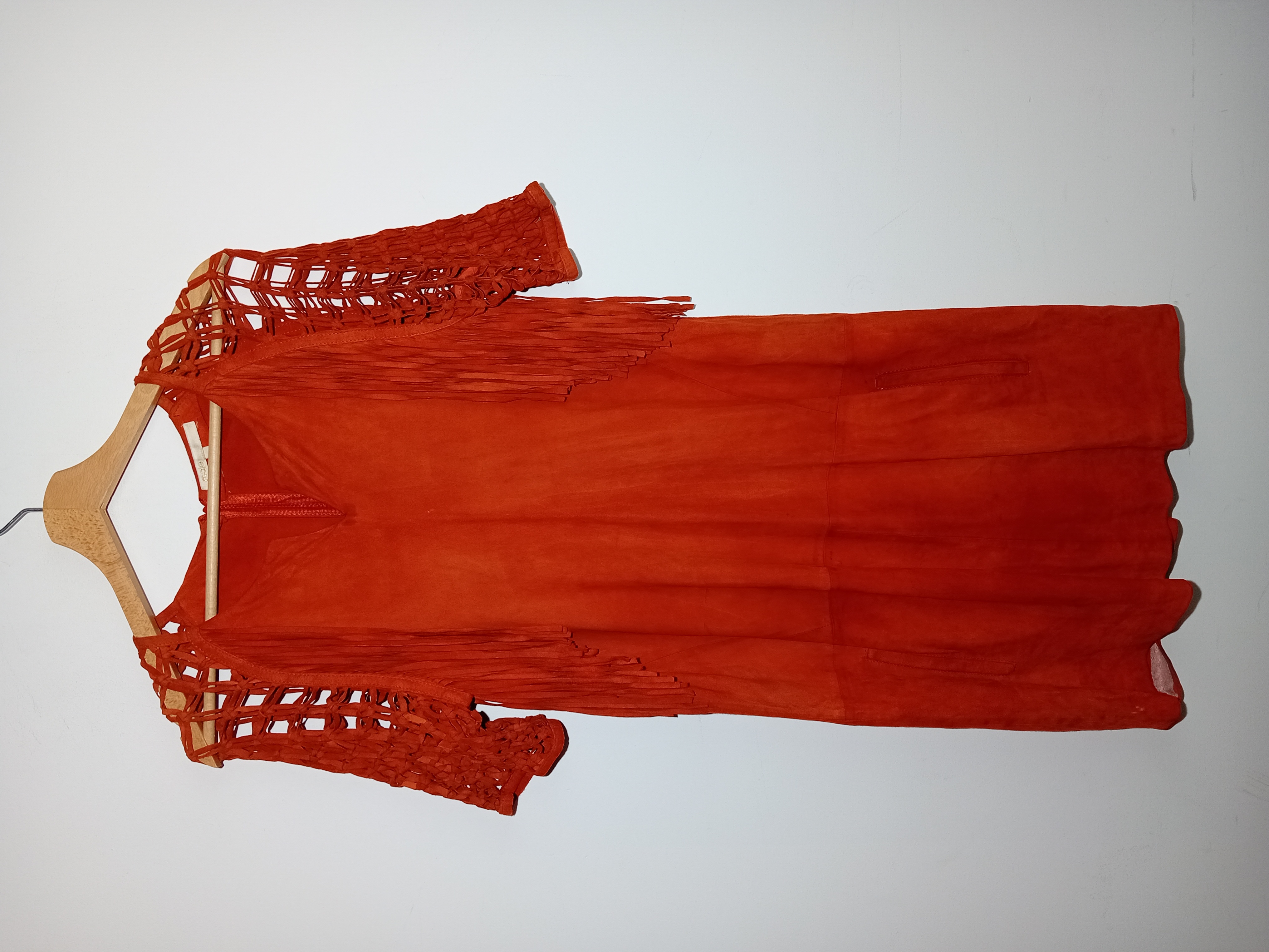 Robe Courte Daim Orange Franges Maje M