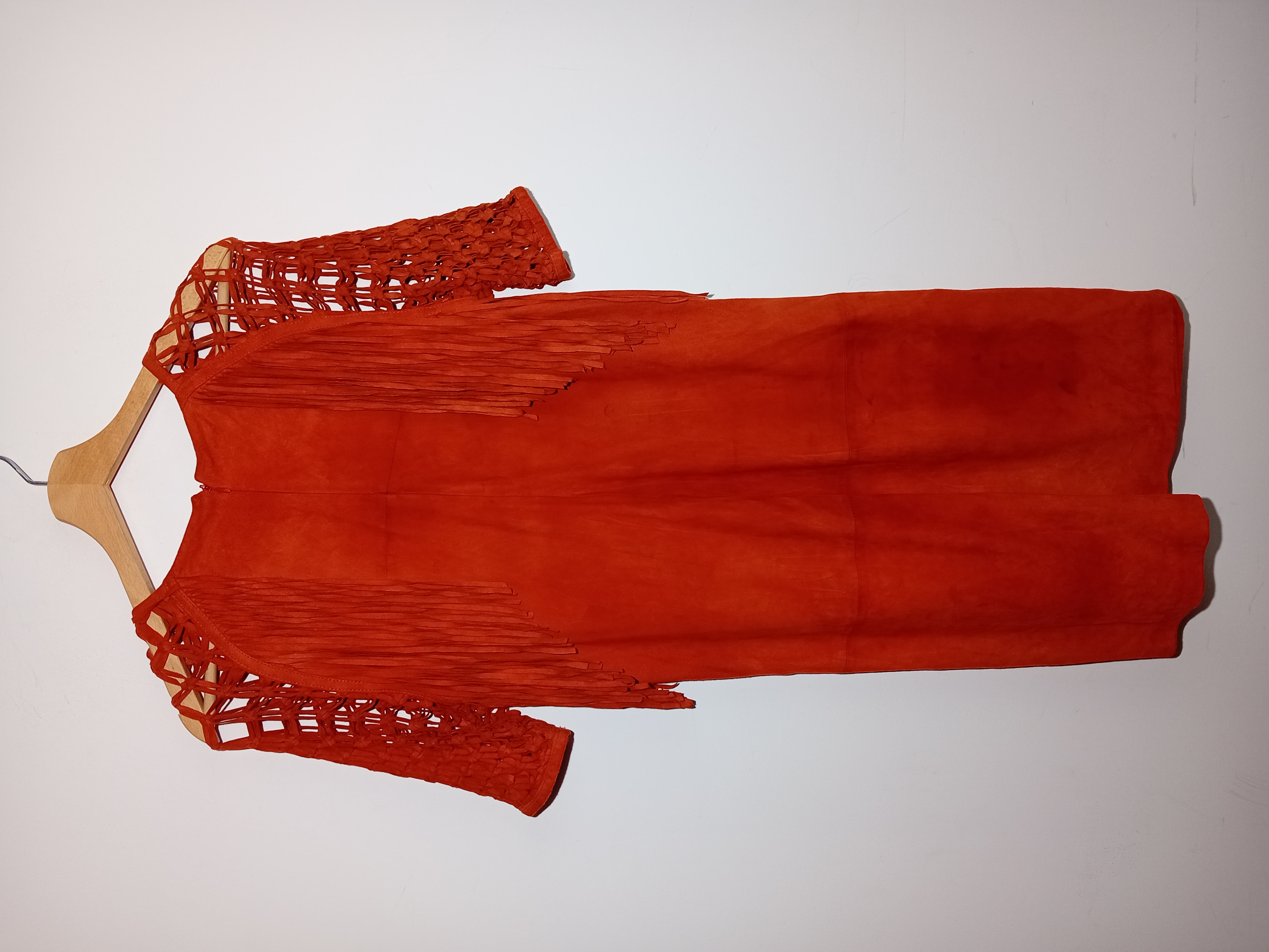 Robe Courte Daim Orange Franges Maje M