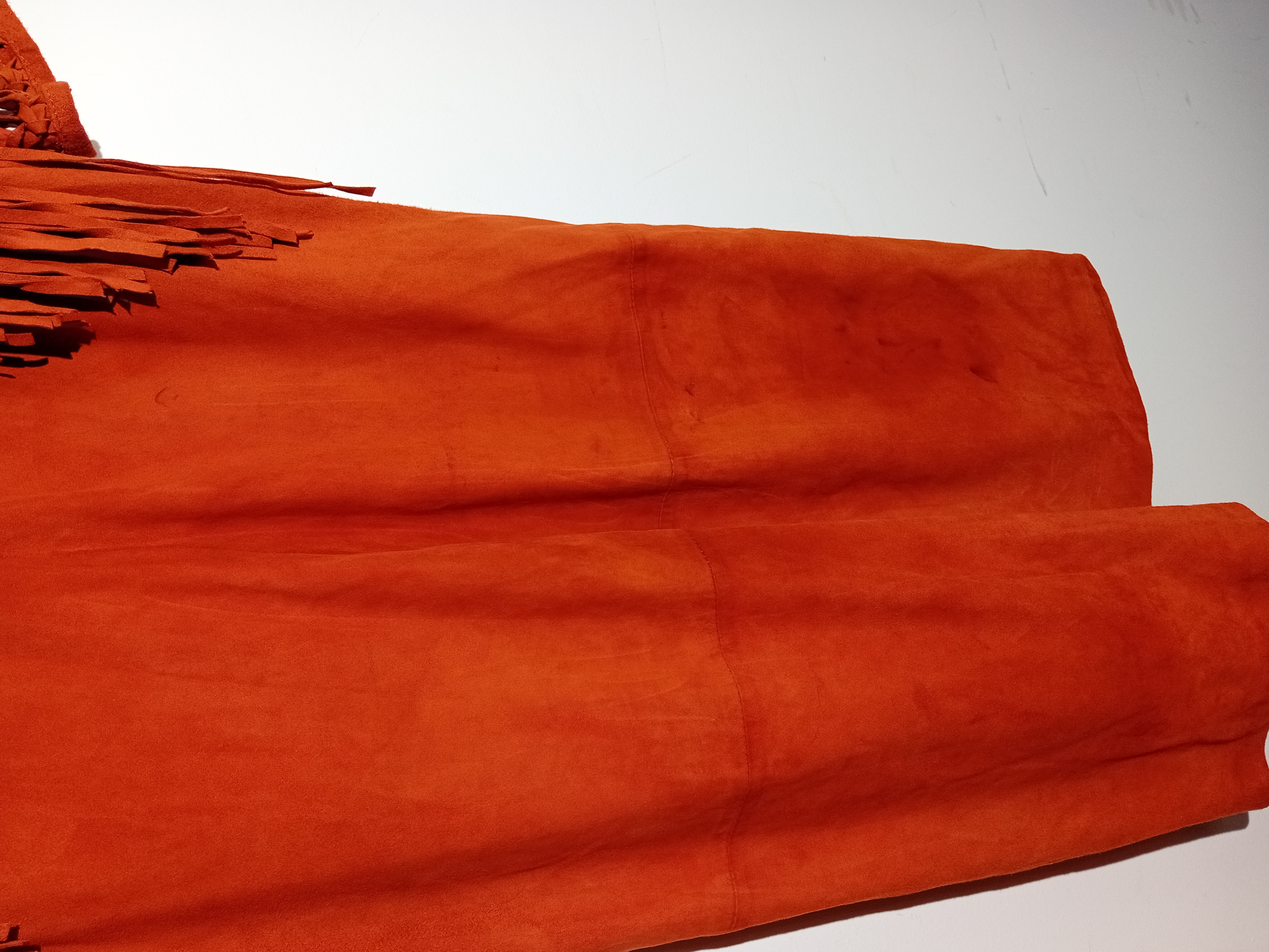 Robe Courte Daim Orange Franges Maje M