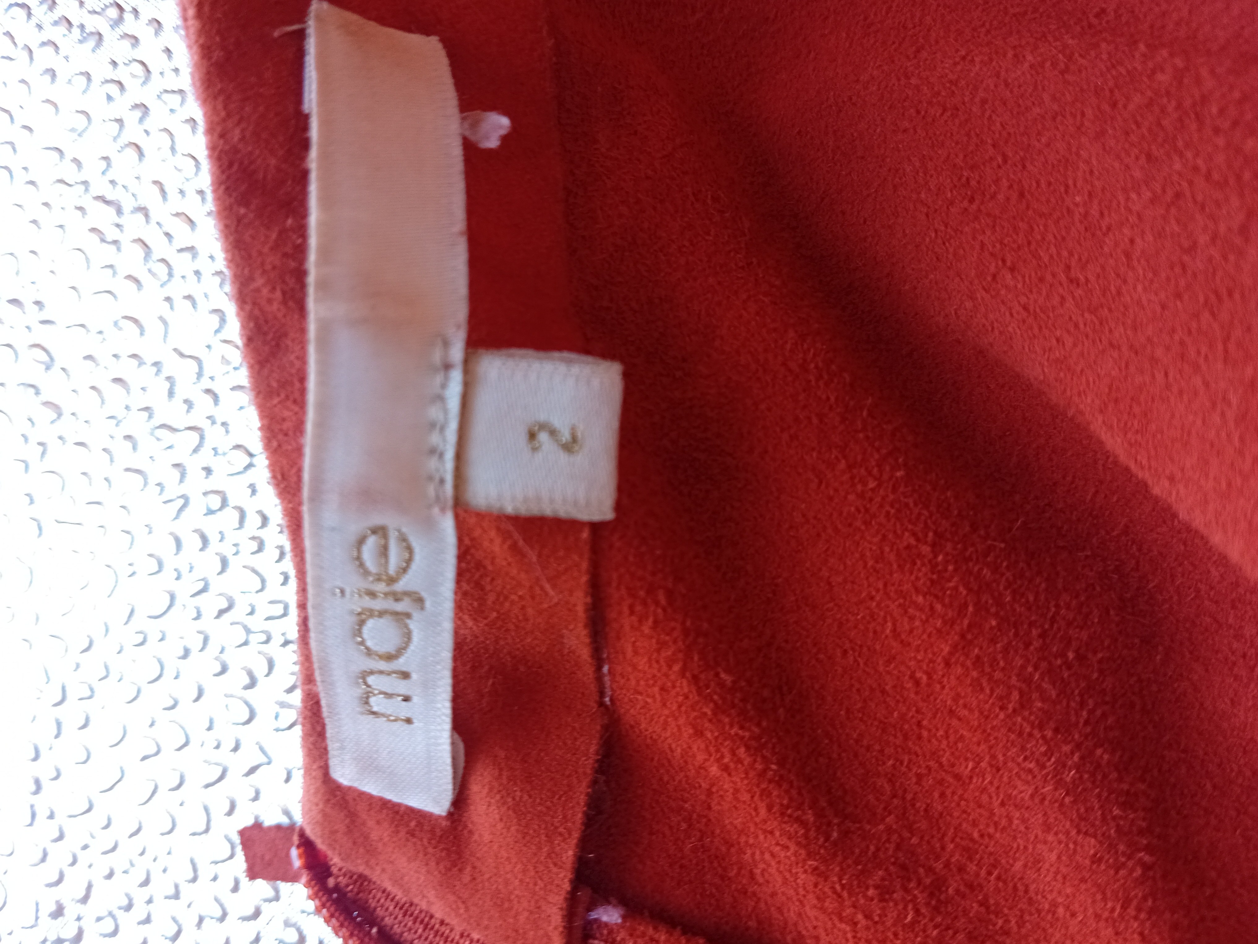 Robe Courte Daim Orange Franges Maje M