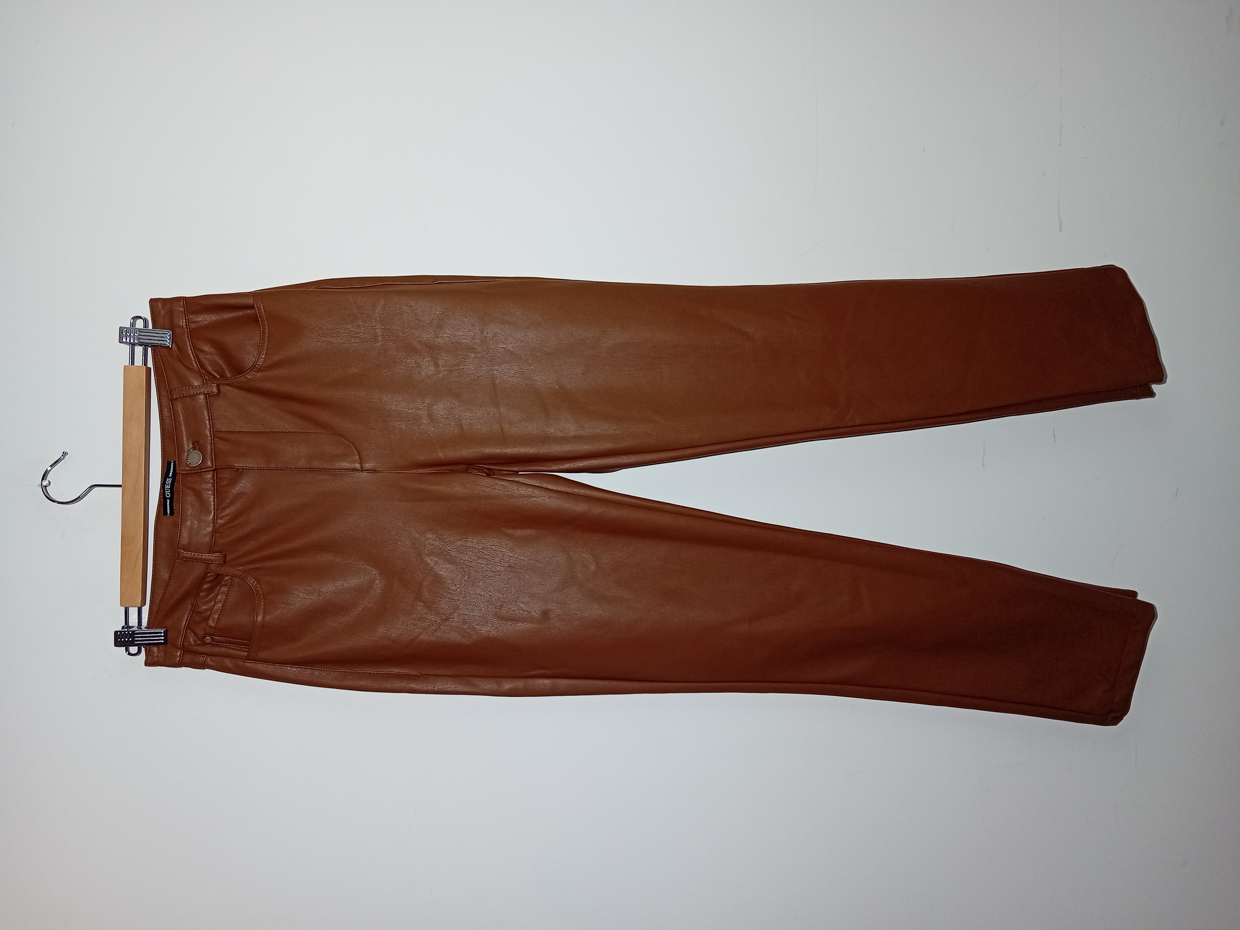 Pantalon Similicuir Marron Guess