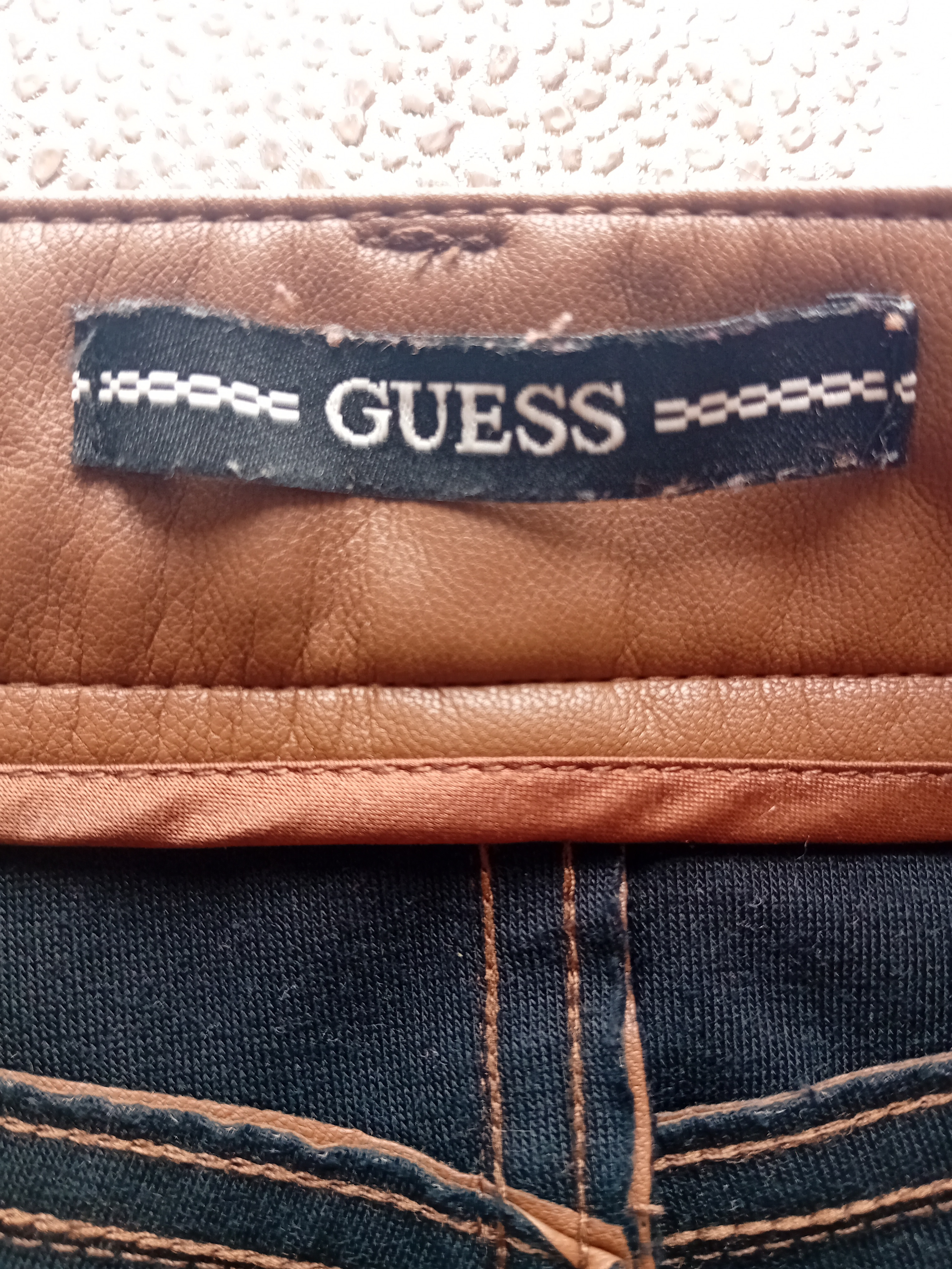 Pantalon Similicuir Marron Guess