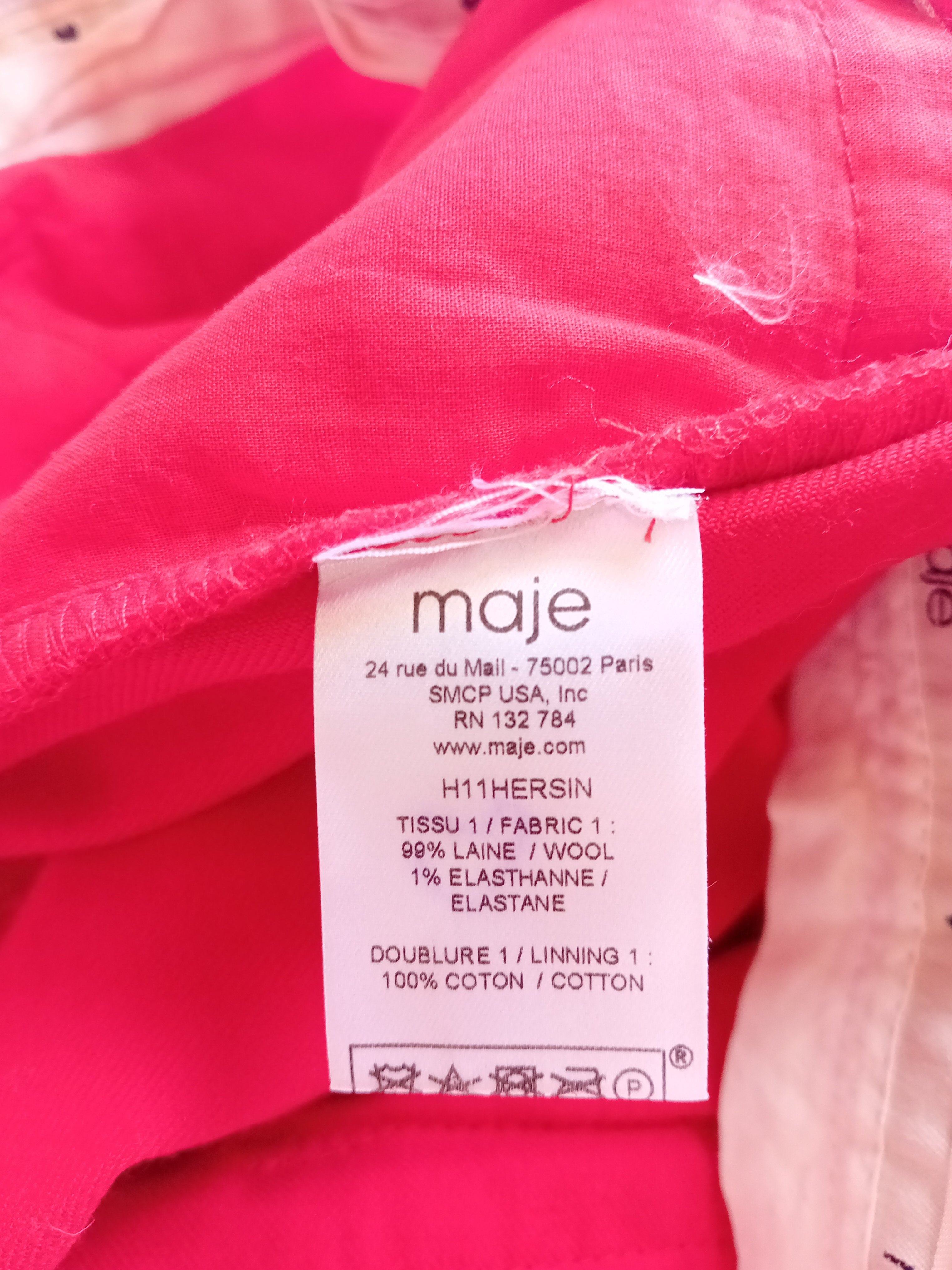 Pantalon Droit Rouge En Laine Maje