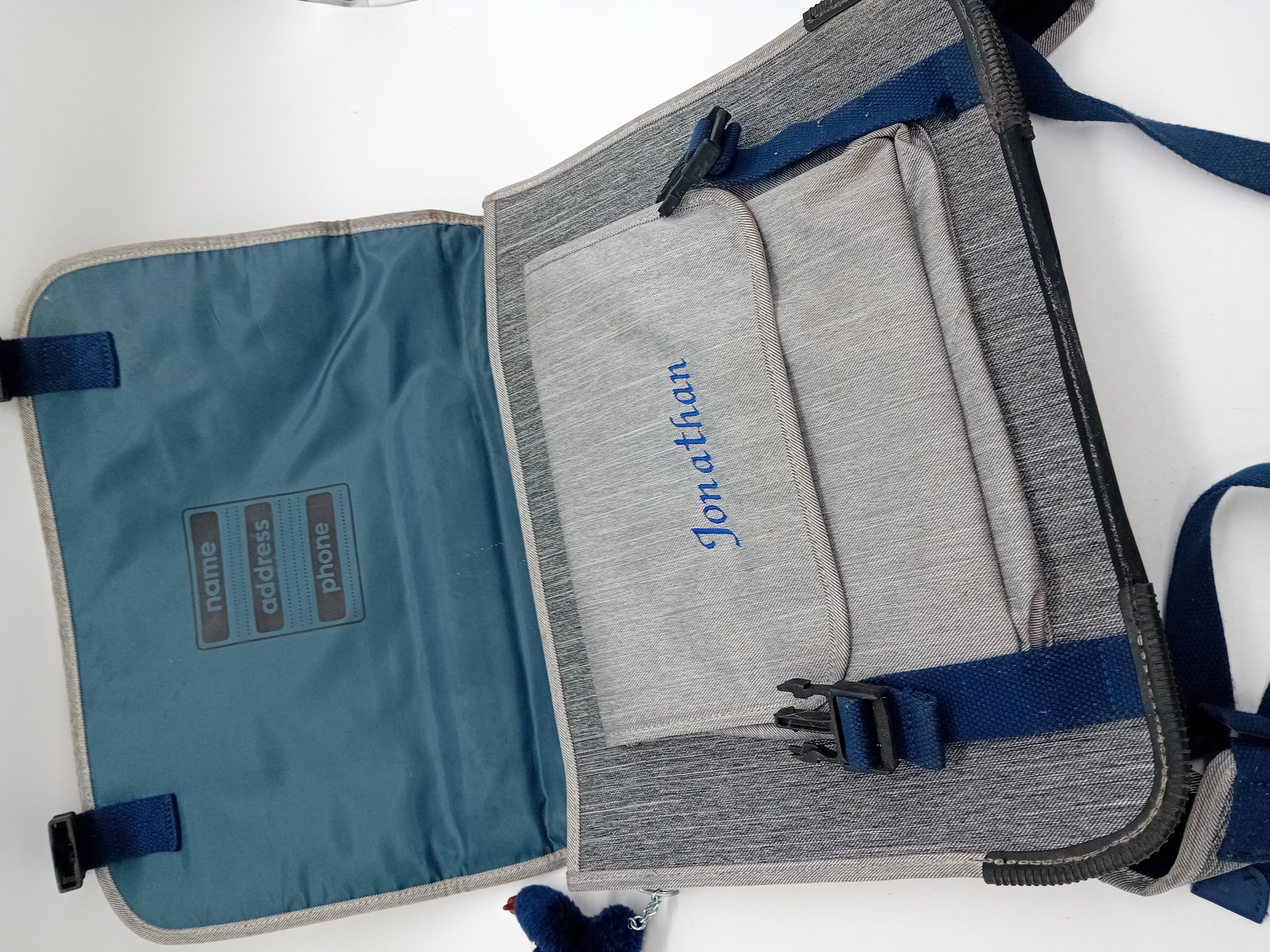 Sac A Dos Cartable Kipling Gris Et Bleu