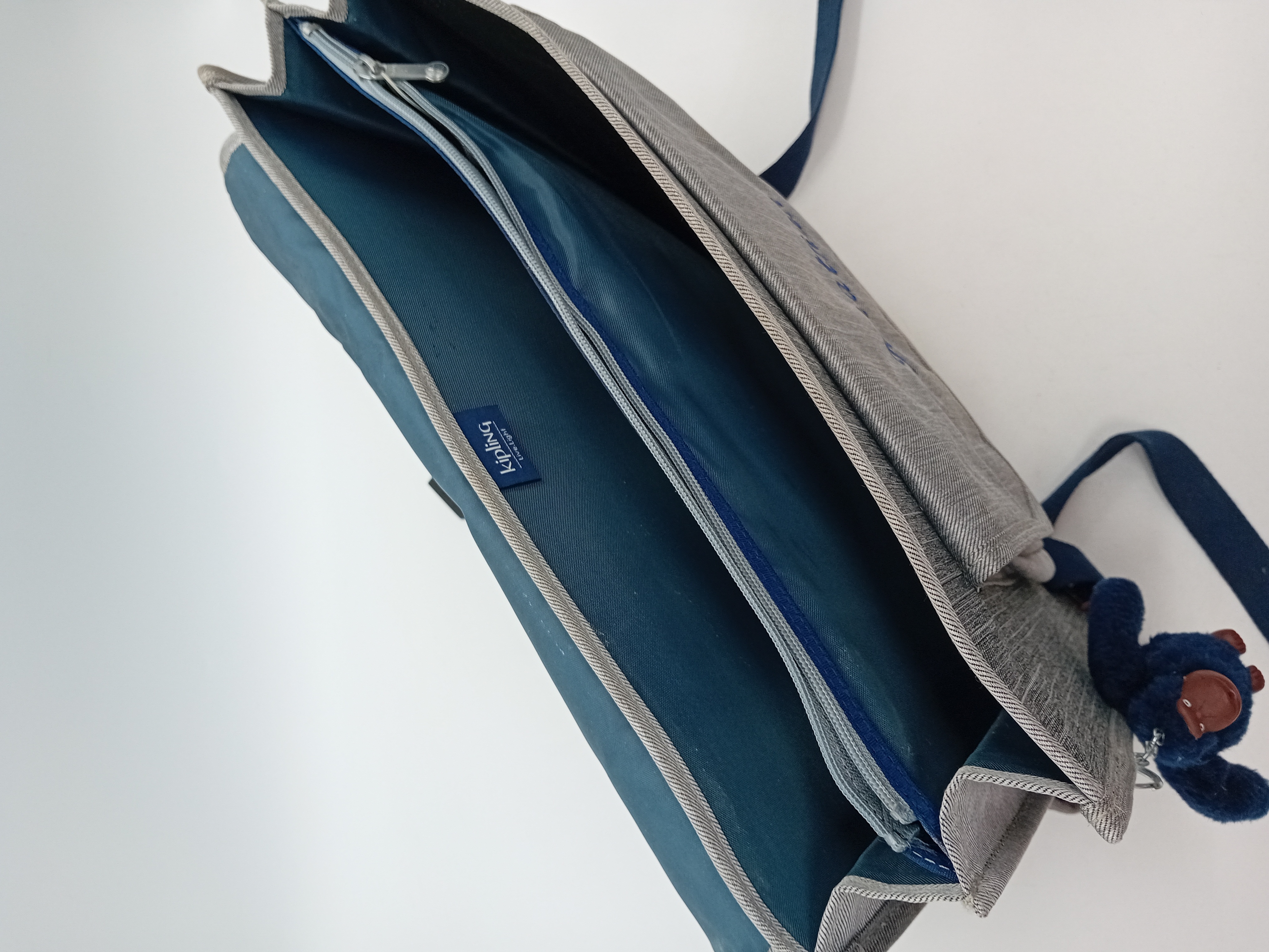 Sac A Dos Cartable Kipling Gris Et Bleu