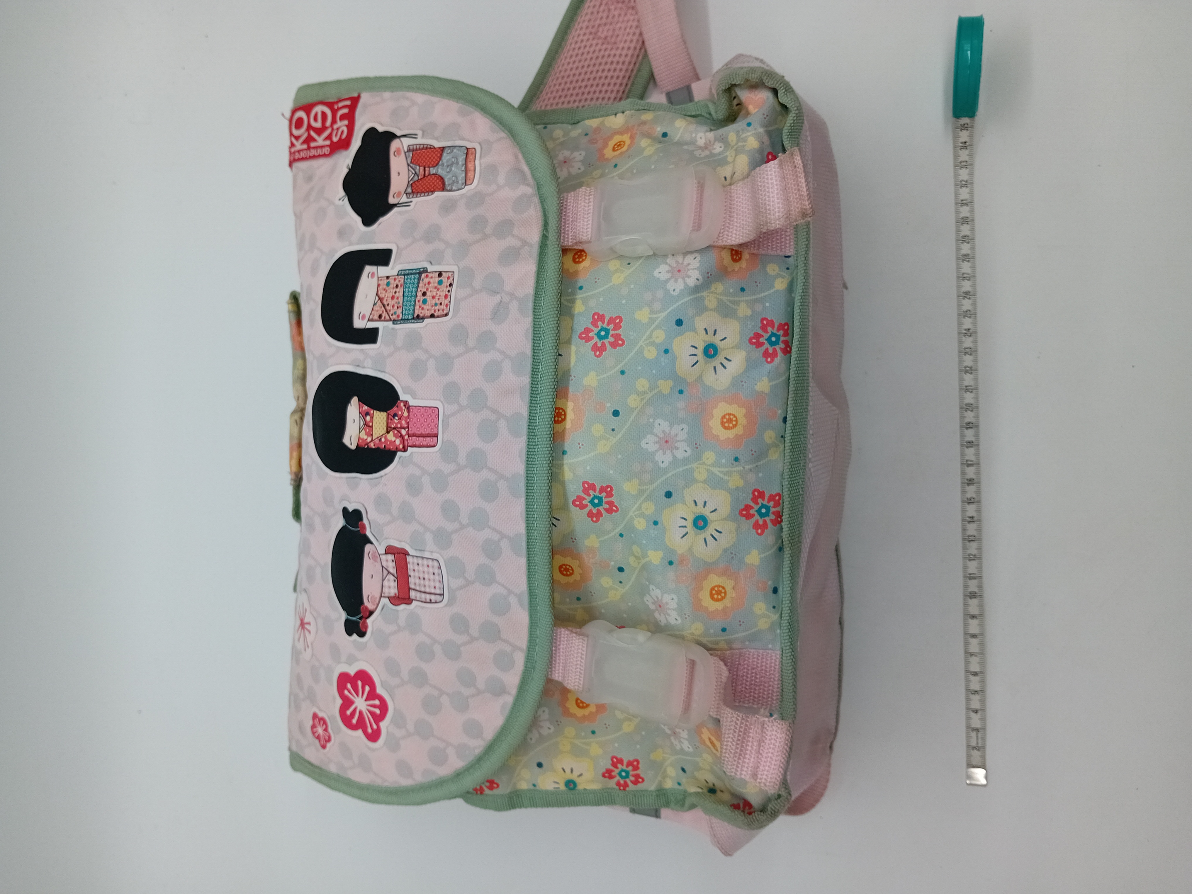 Sac À Dos Kokeshi Rose Et Vert