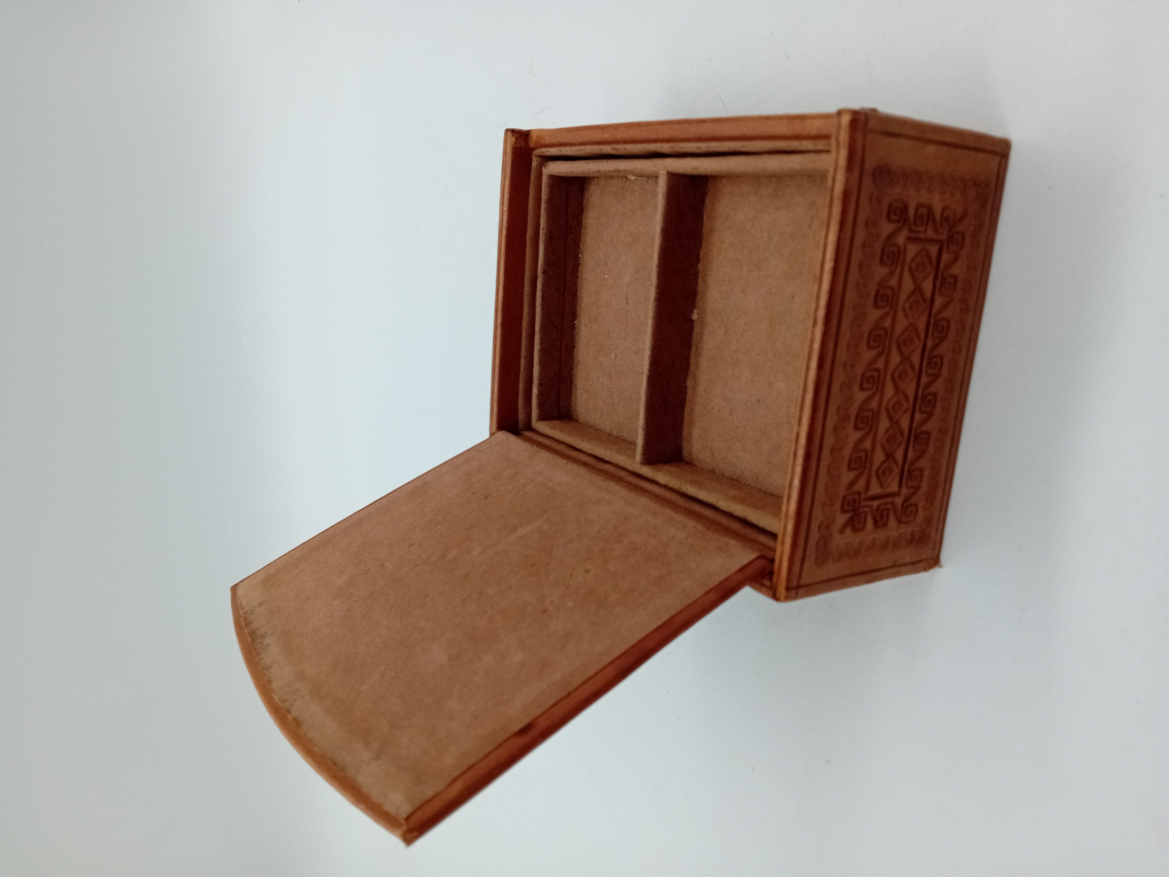 Boîte À Bijoux Vintage Cuir Motif Aztèque