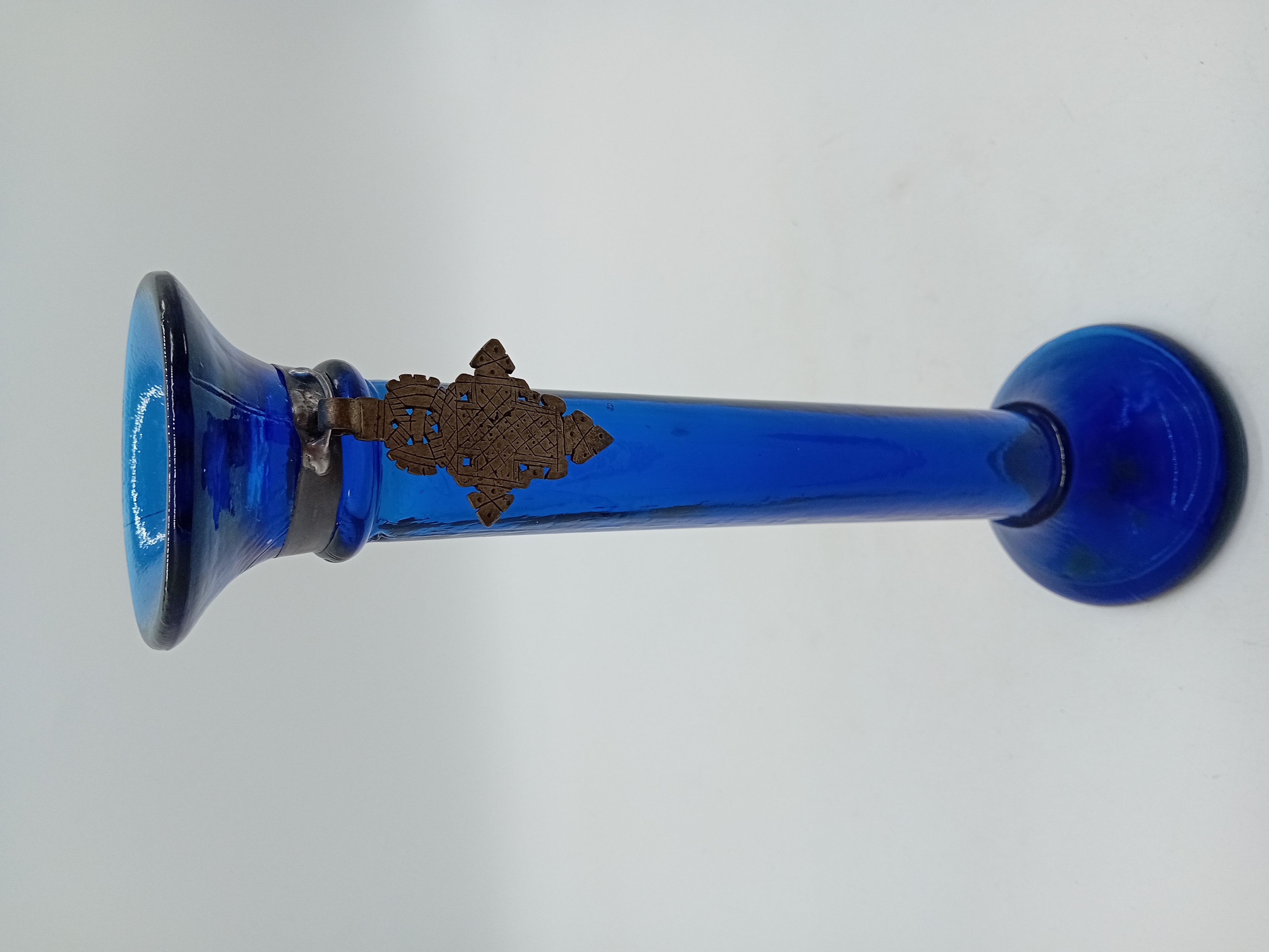 Bougeoir Bleu Cobalt Croix Éthiopienne