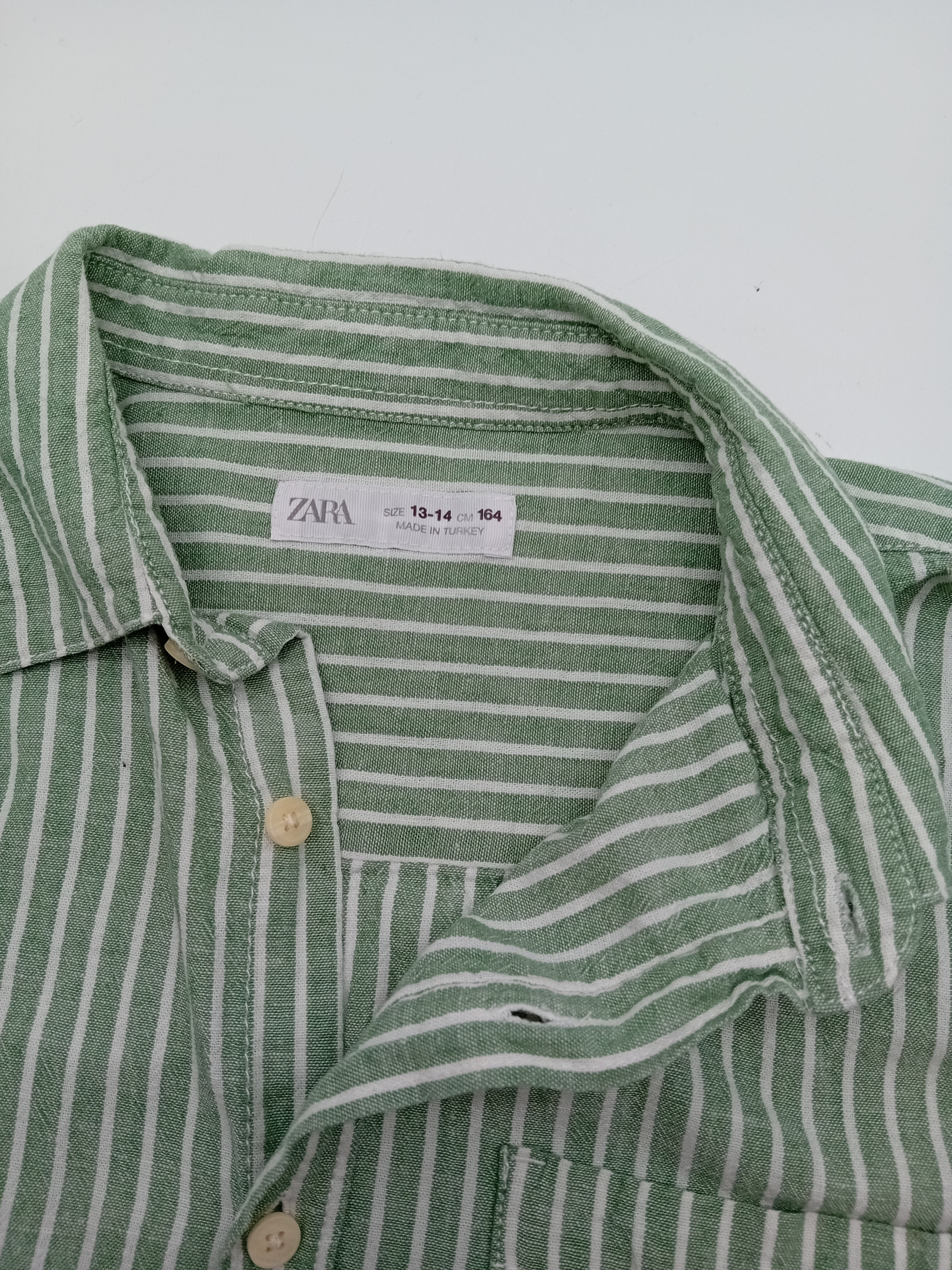 Chemise Rayee Verte Et Blanche Zara