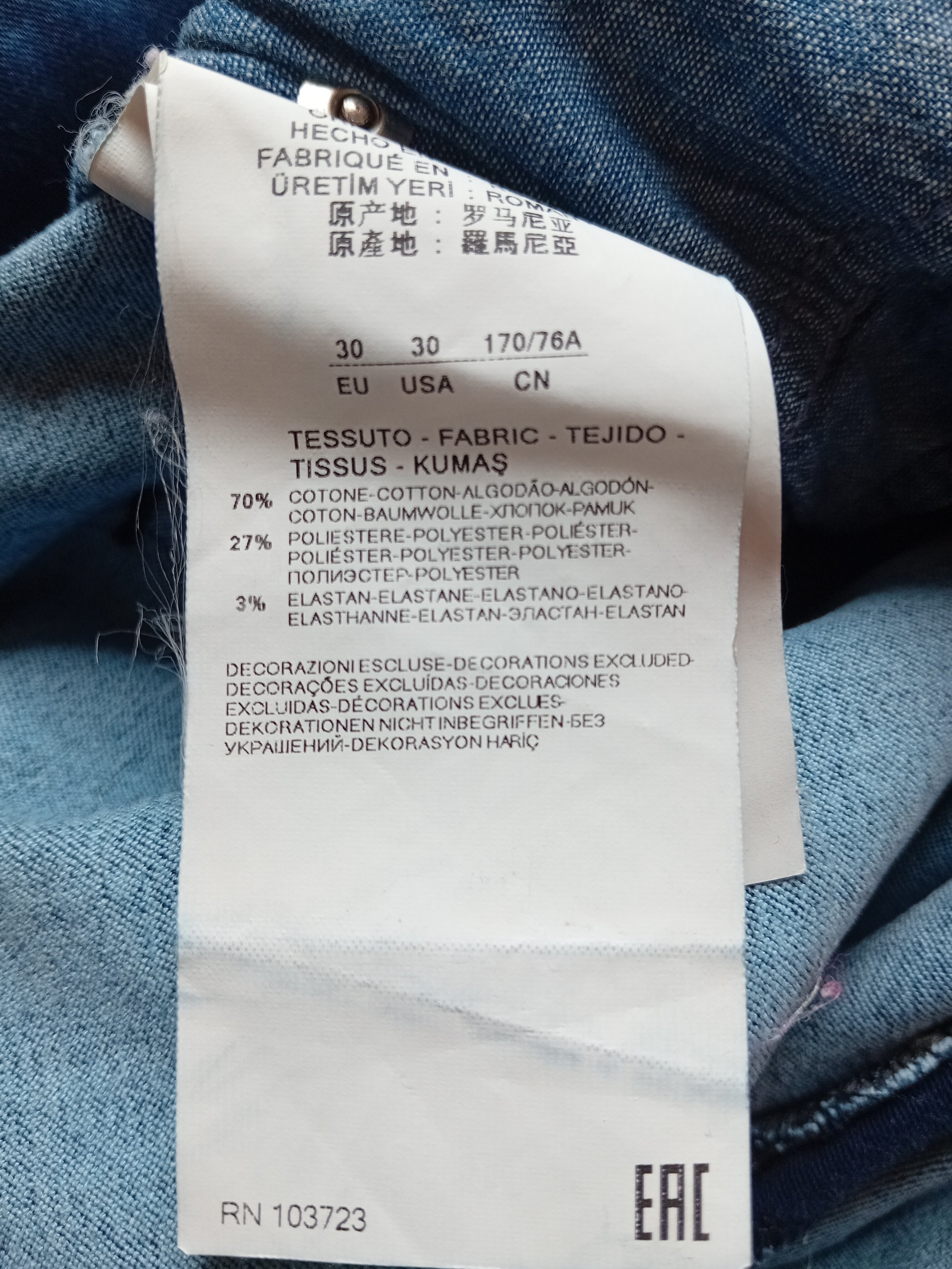 Jean Bleu Brut Armani Jeans W30 L30