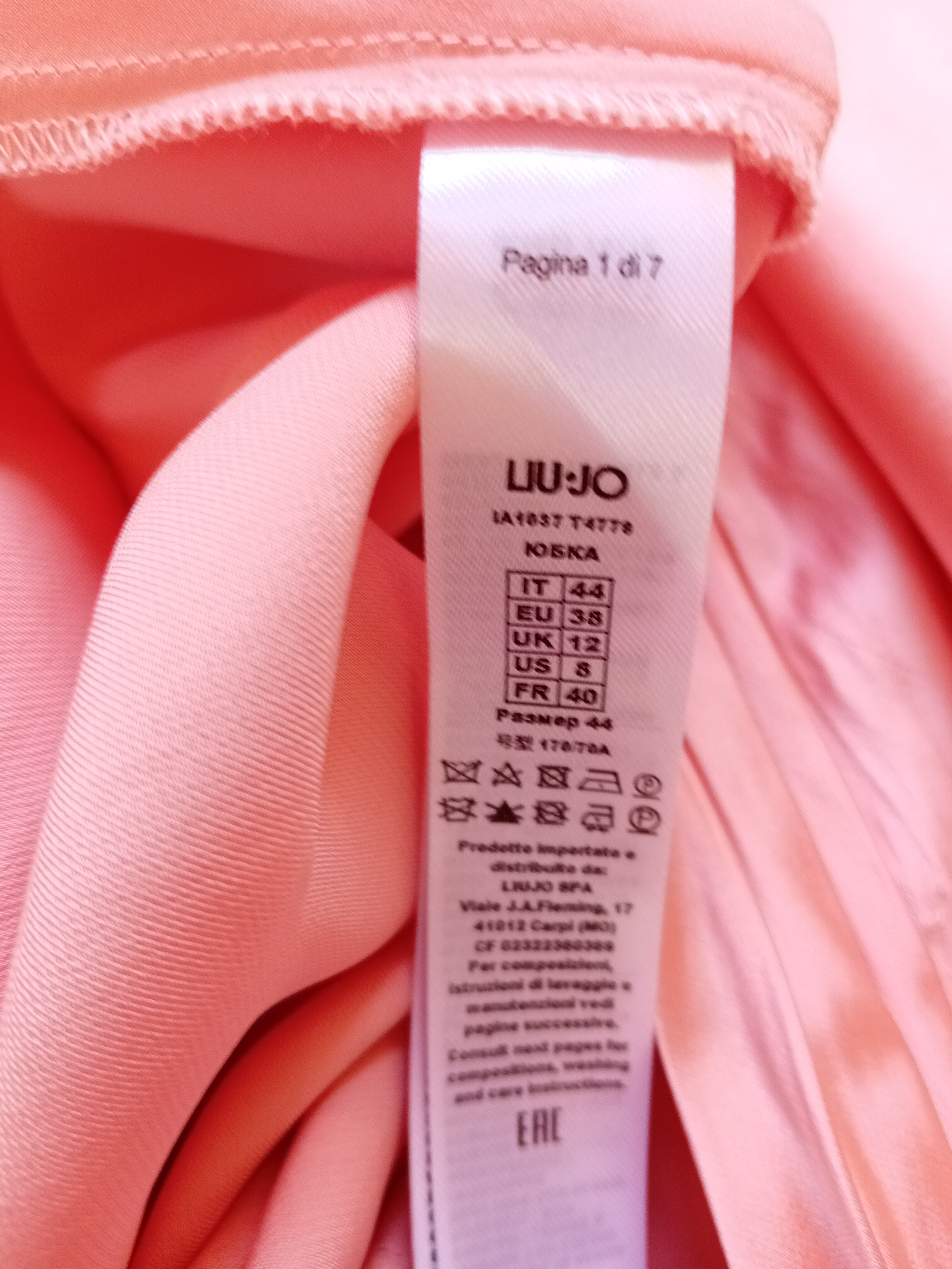 Jupe drapée satinée Liu Jo rose saumon