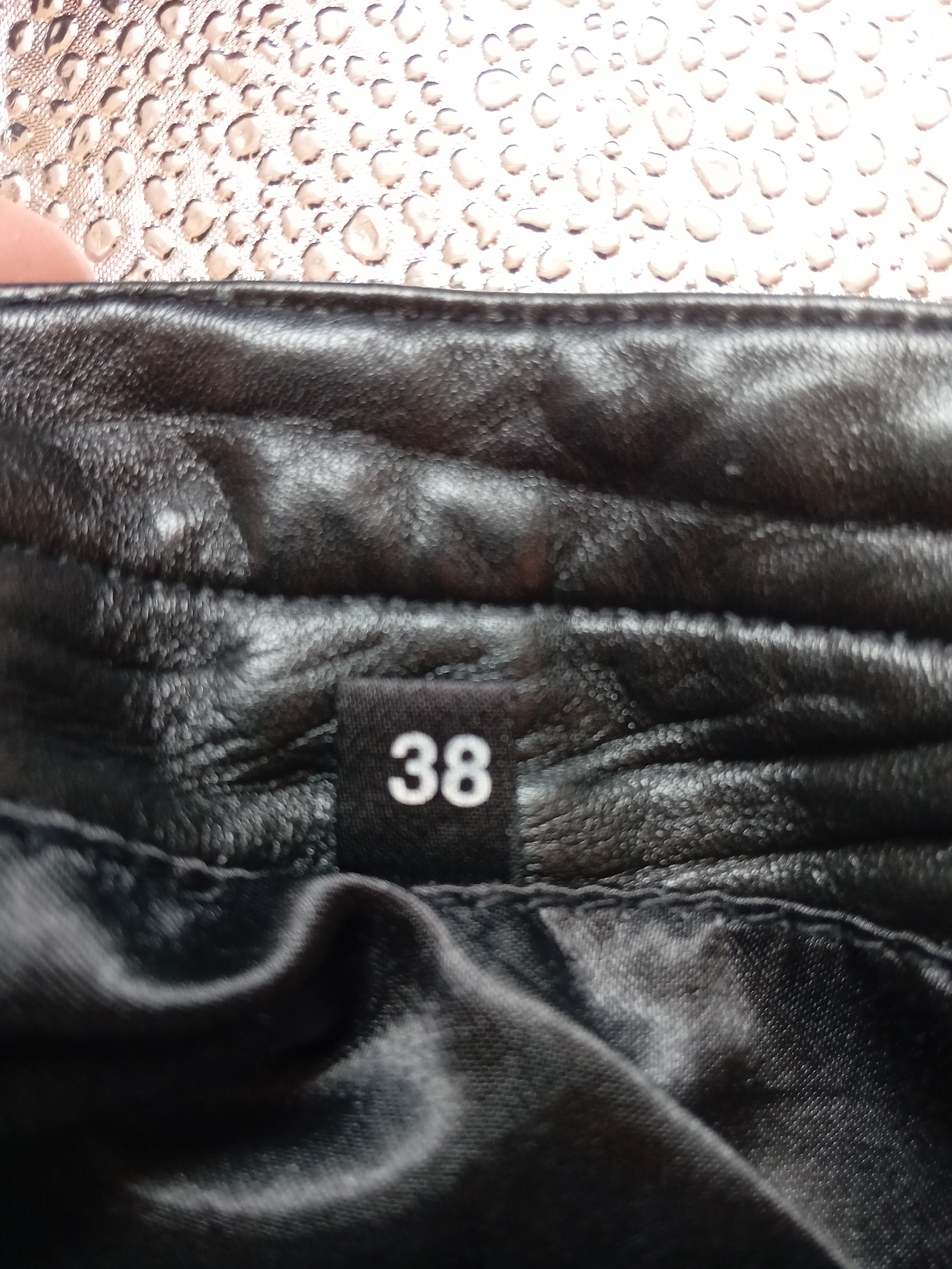 Pantalon En Cuir Veritable Noir Coupe Droite