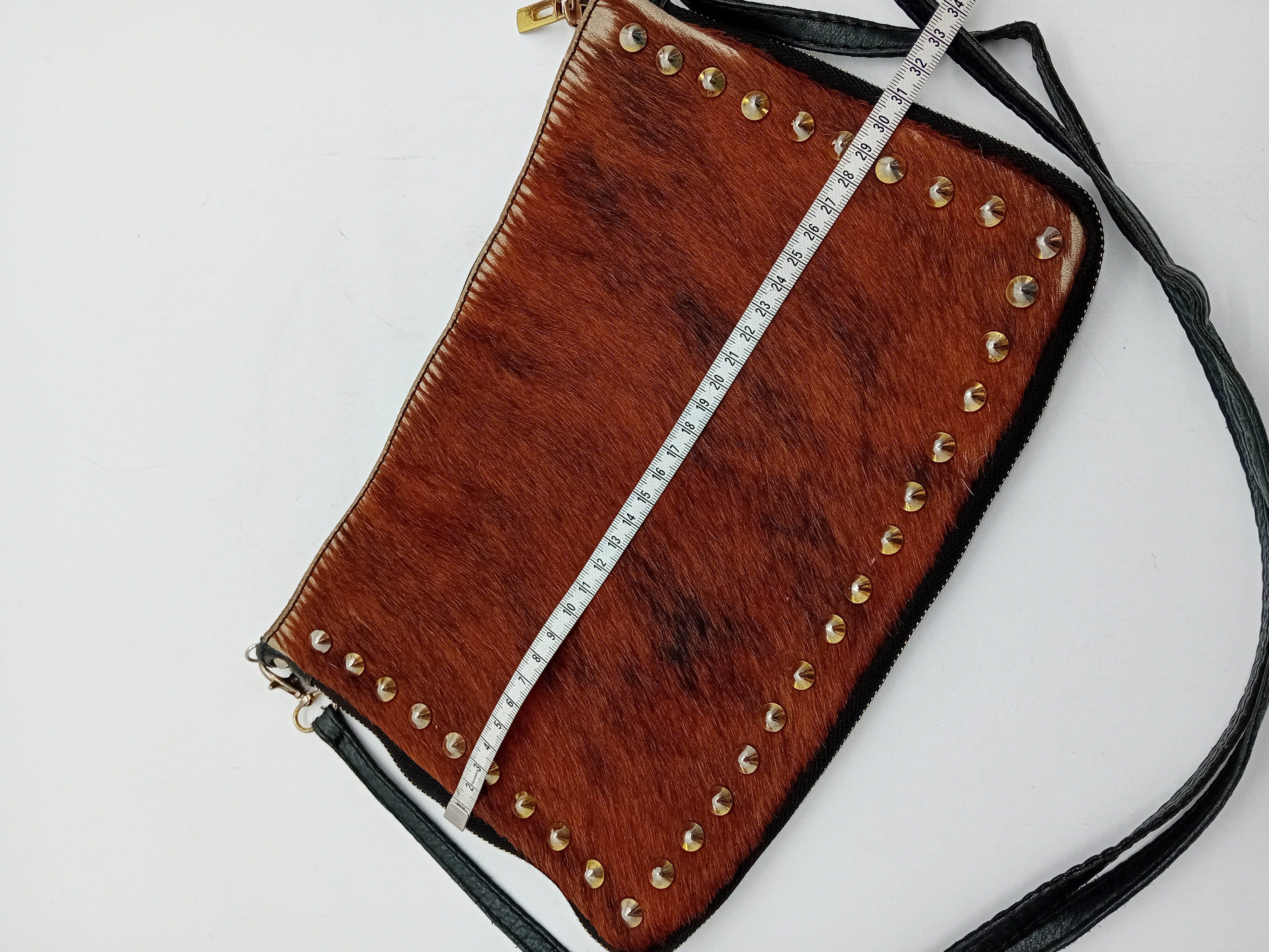 Sac Bandoulière Cuir Et Poils De Vachette Clous