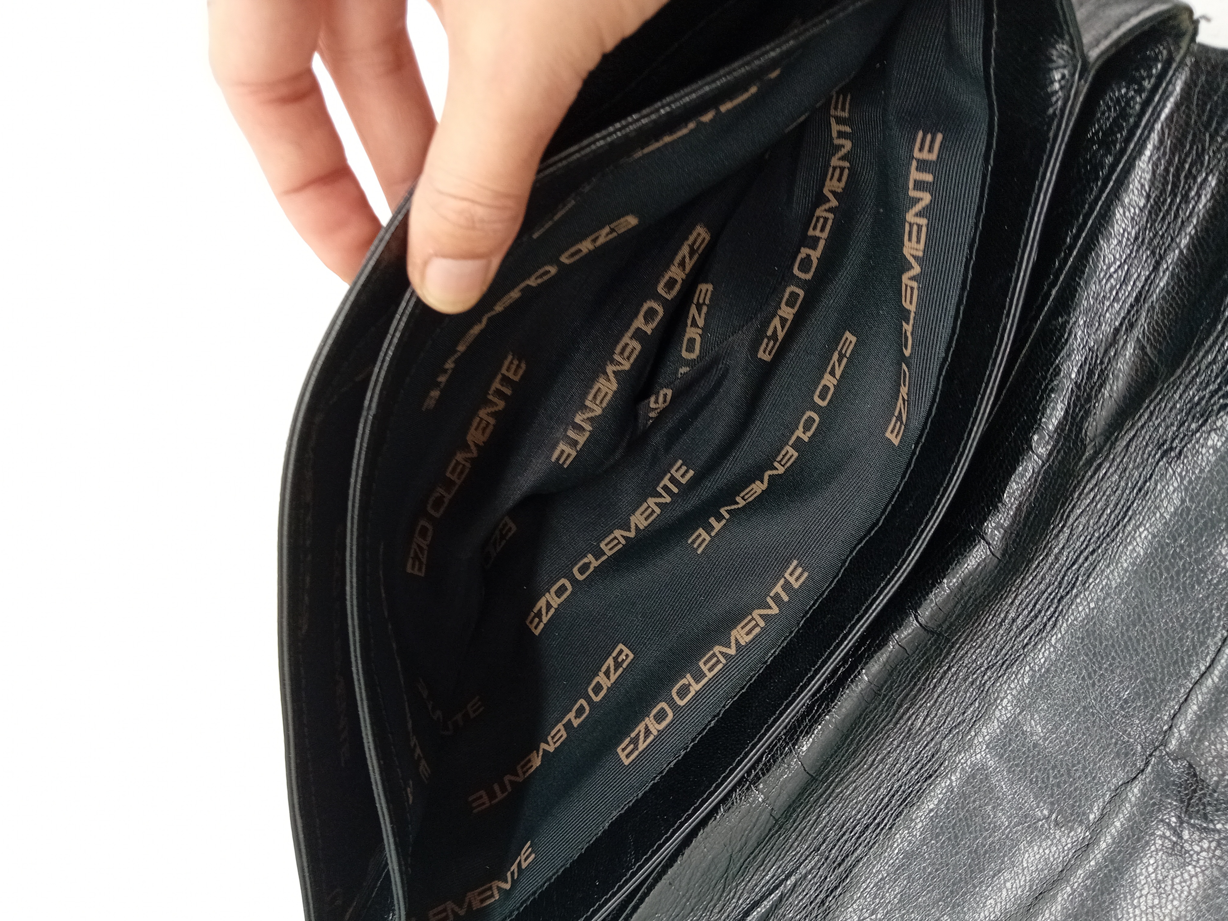 Sac Pochette Noir Cuir Ezio Clemente