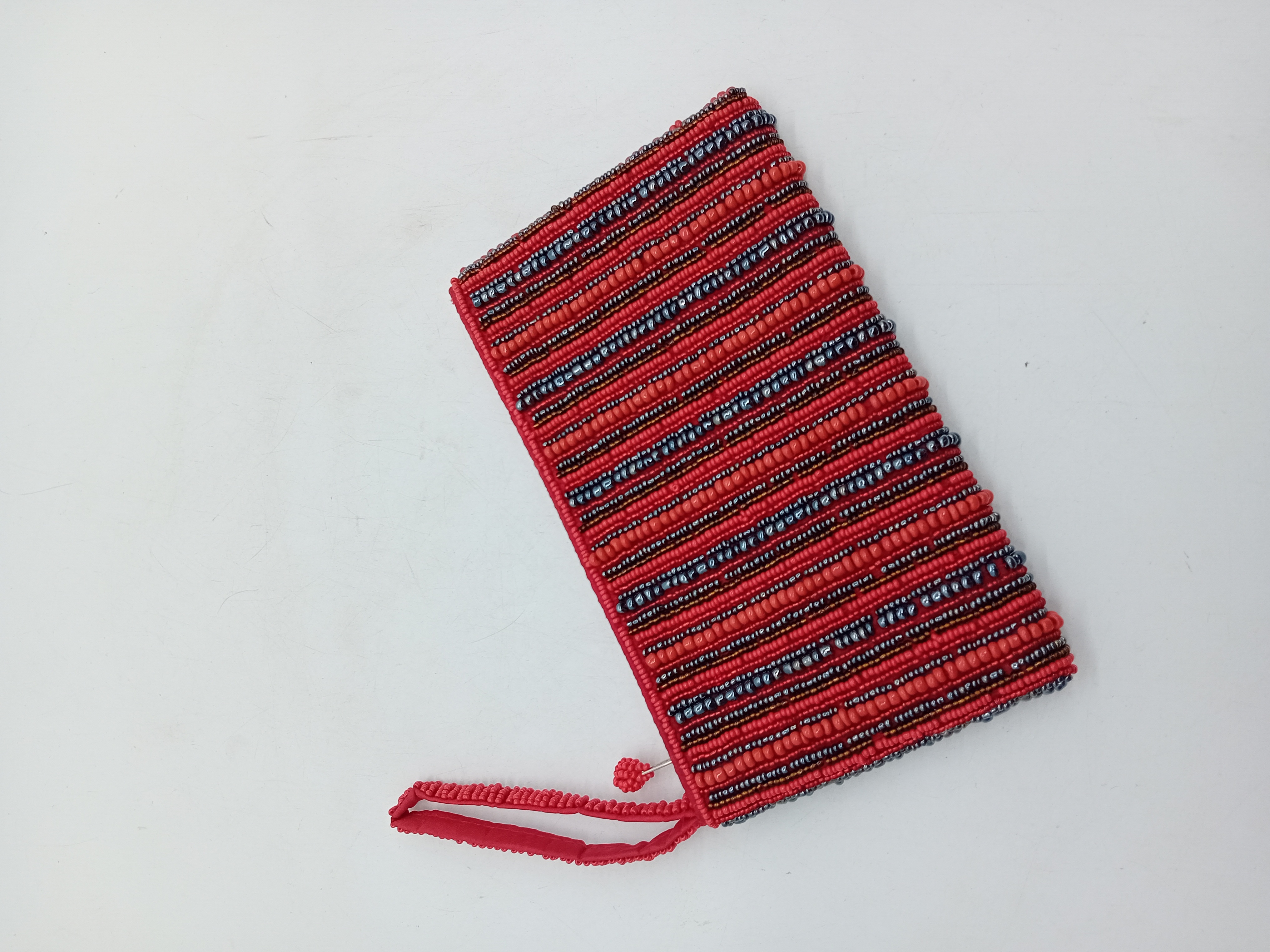 Pochette De Soirée Perlée Rouge Et Noire