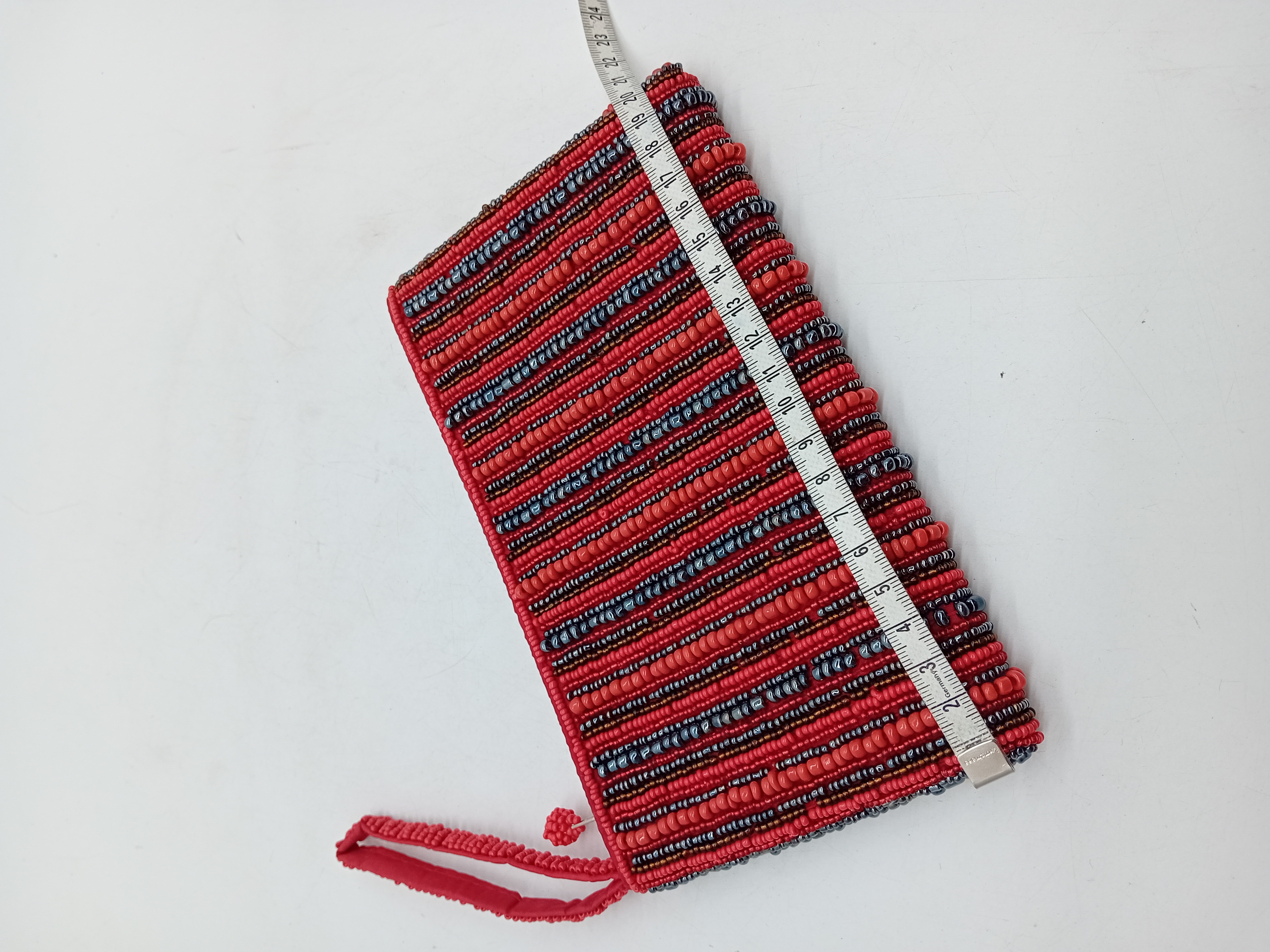 Pochette De Soirée Perlée Rouge Et Noire