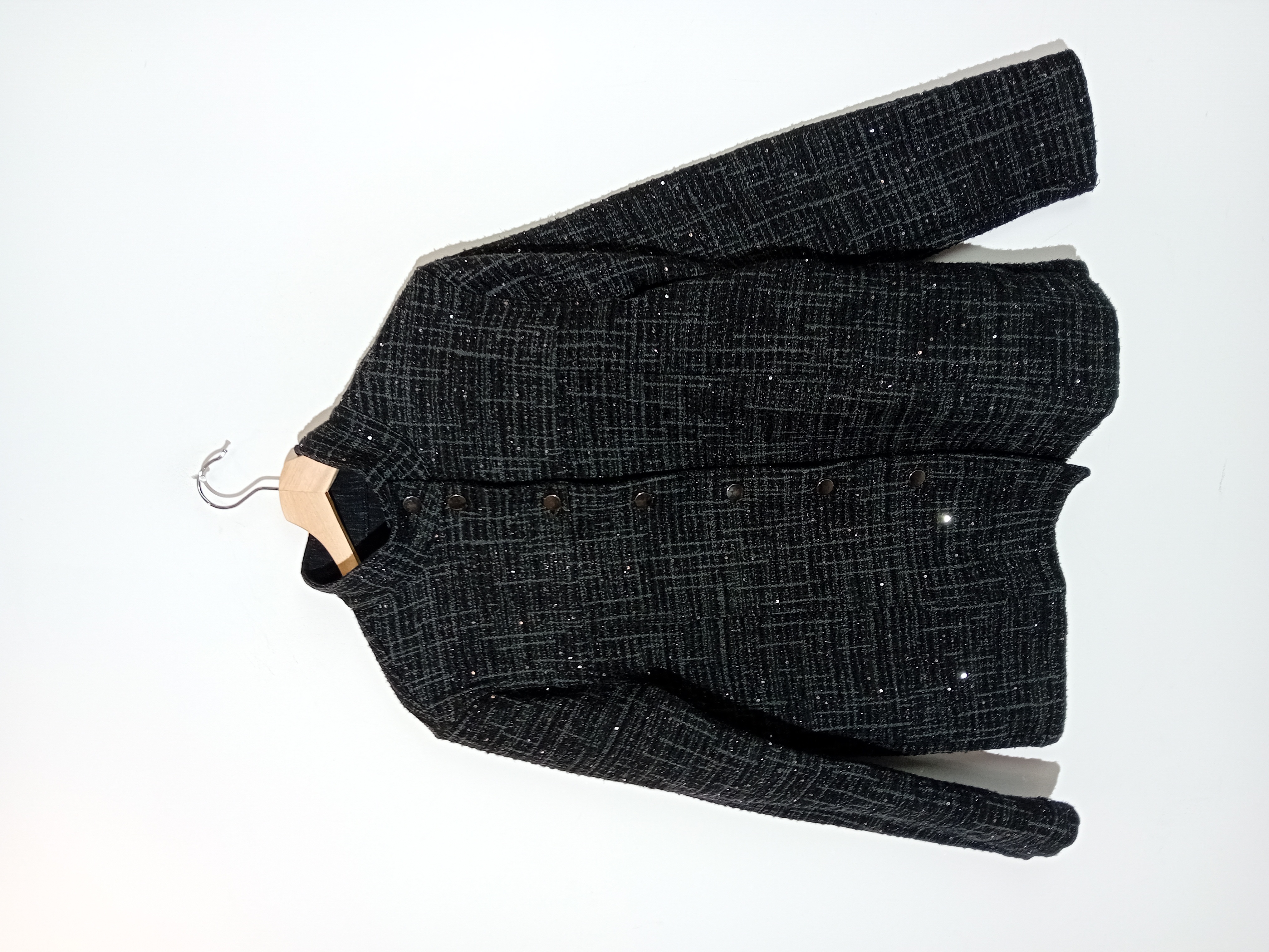 Veste Brillante Texturée Noire Sarah Pacini