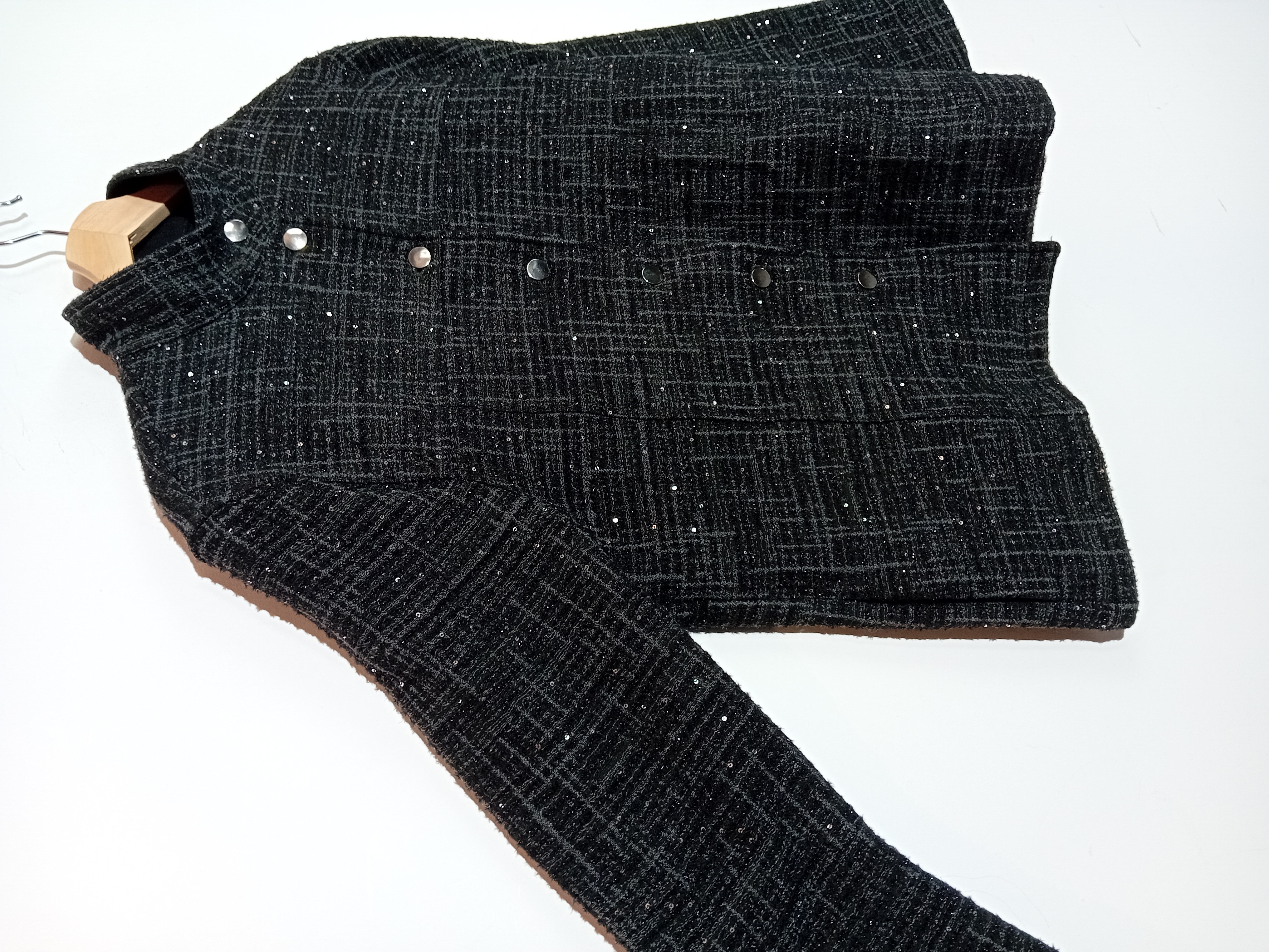 Veste Brillante Texturée Noire Sarah Pacini