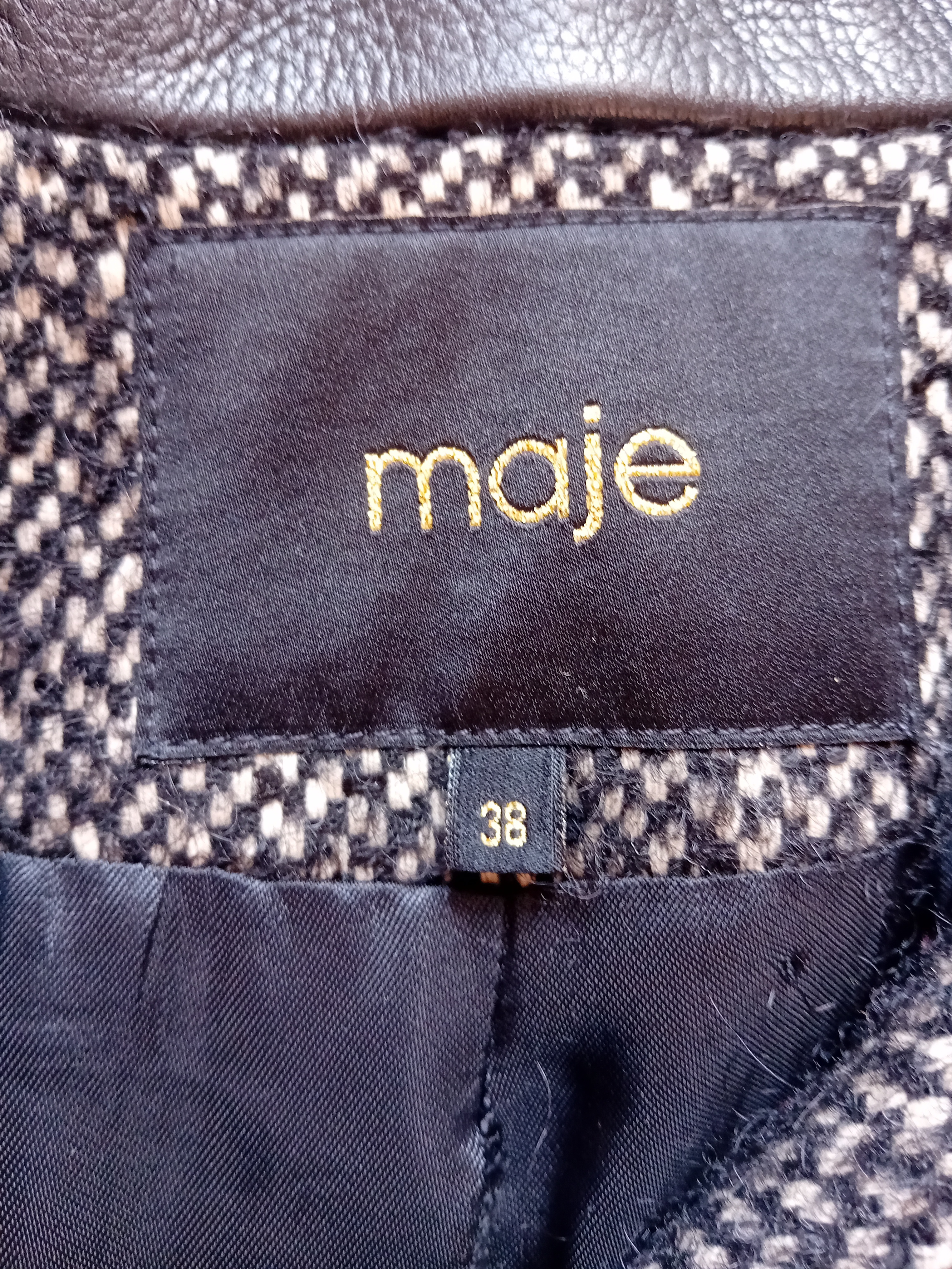 Blouson Maje En Laine Et Cuir