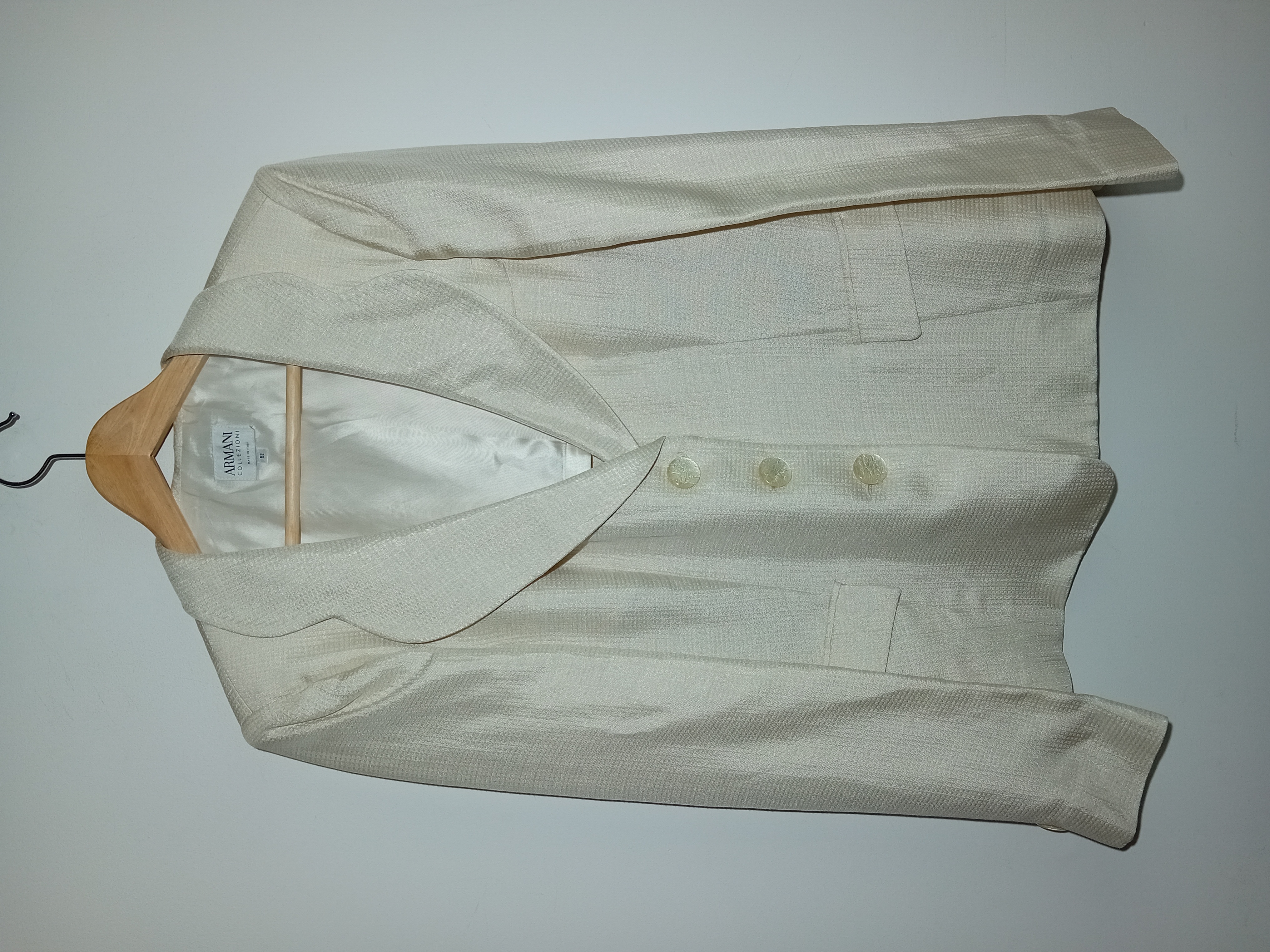 Veste de tailleur Armani Collezioni crème en lin et viscose