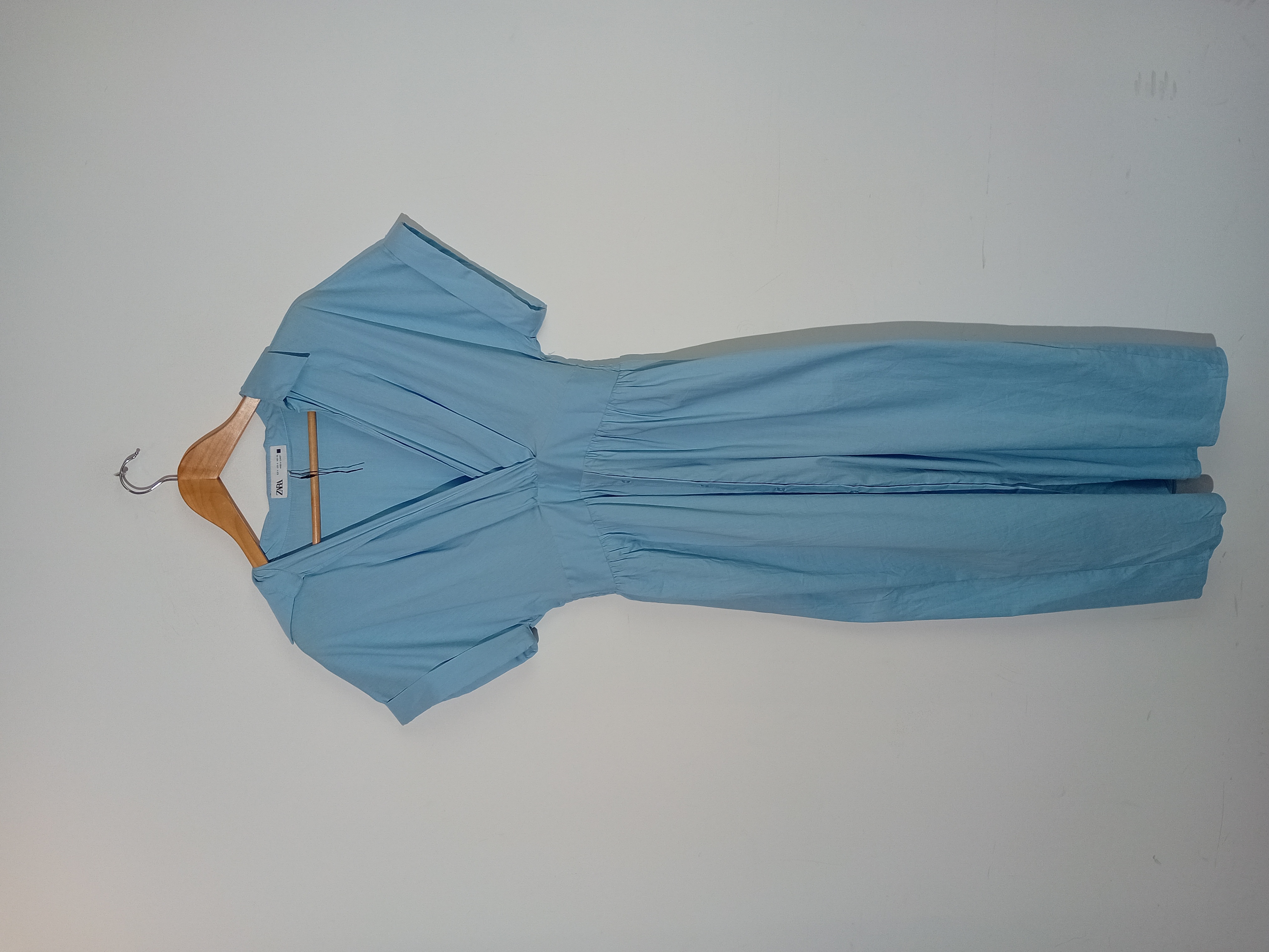 Robe Longue Chemise Bleu Ciel Zara