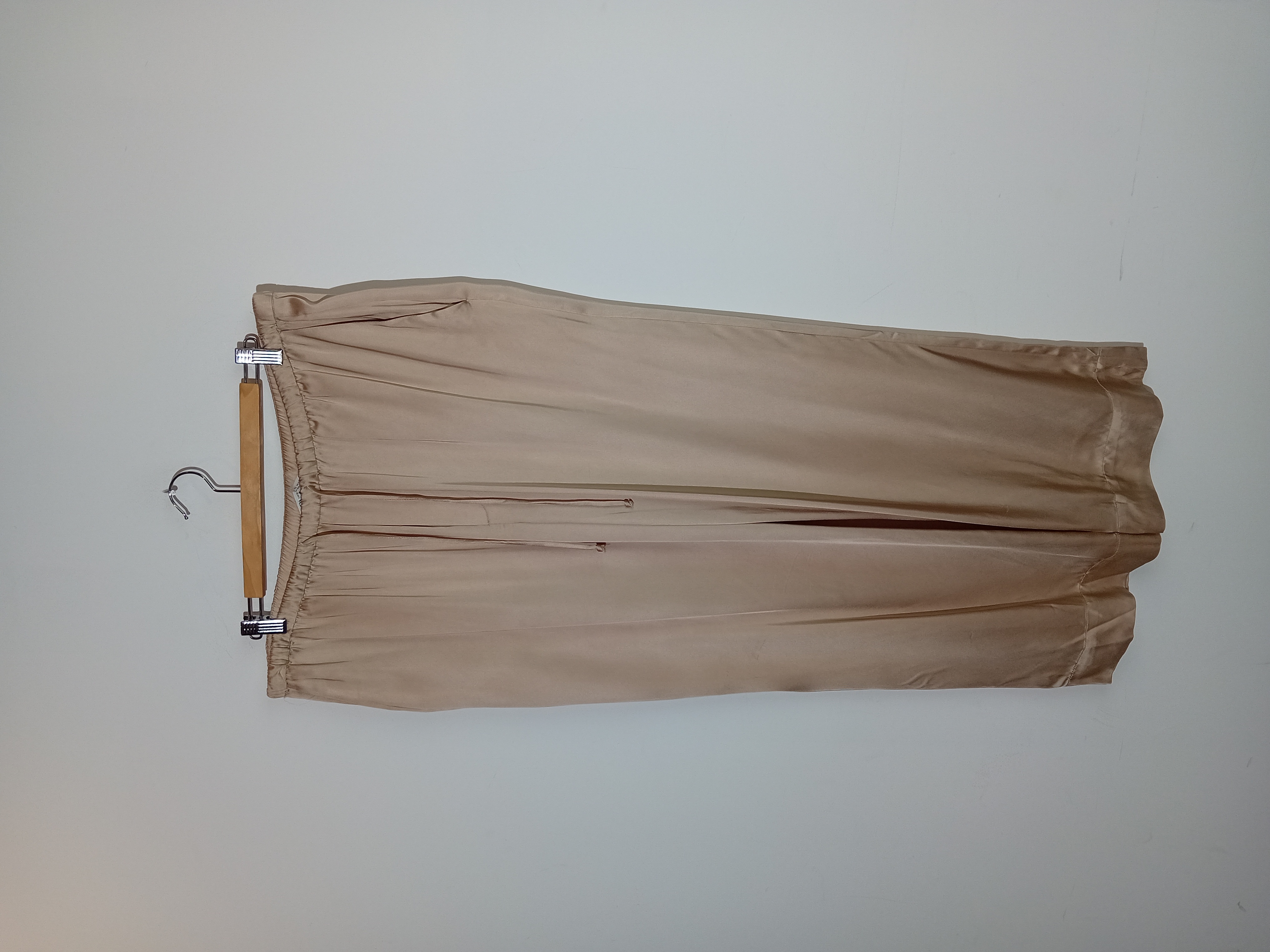 Pantalon Large Satin Beige Zara