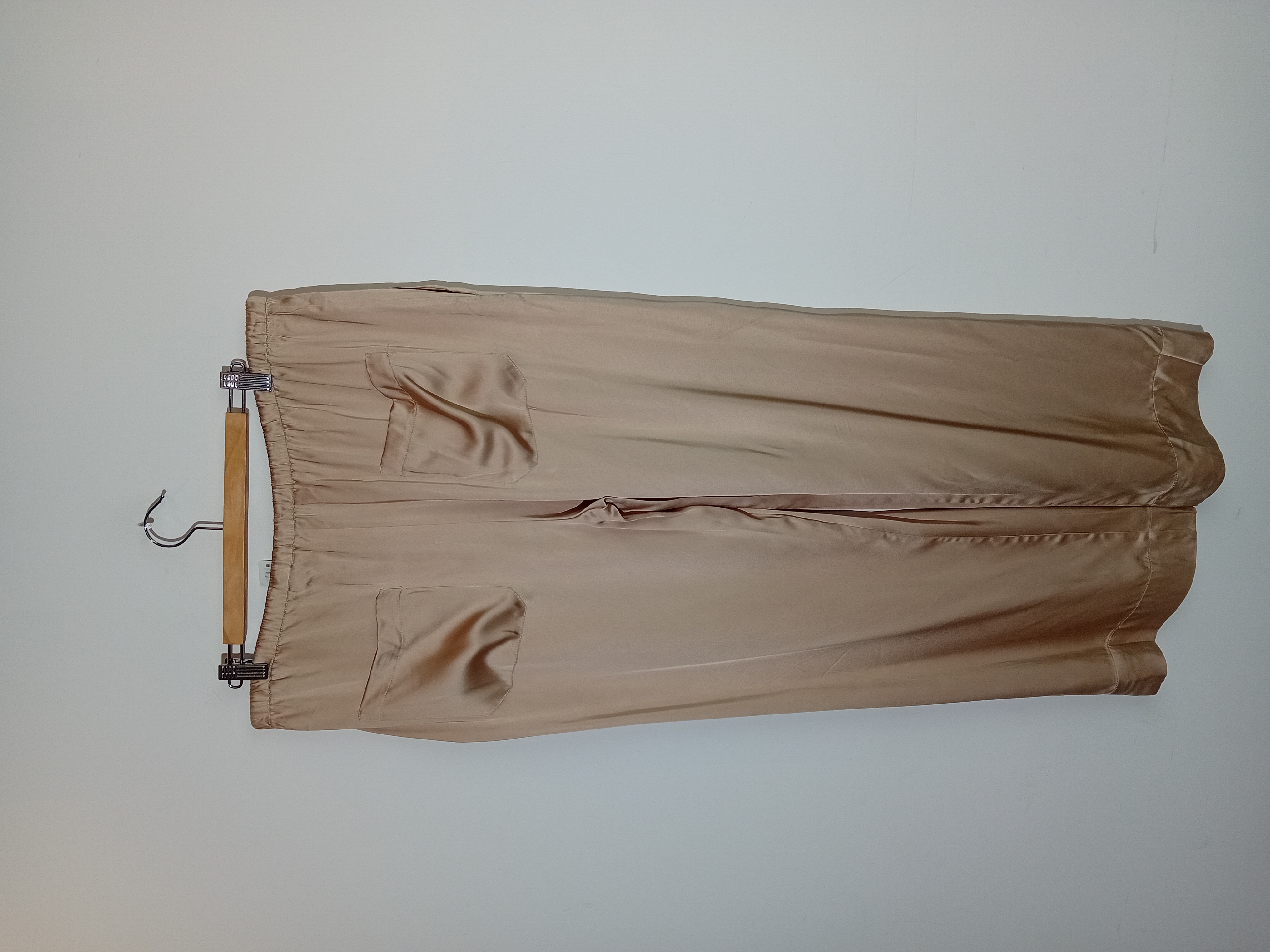 Pantalon Large Satin Beige Zara