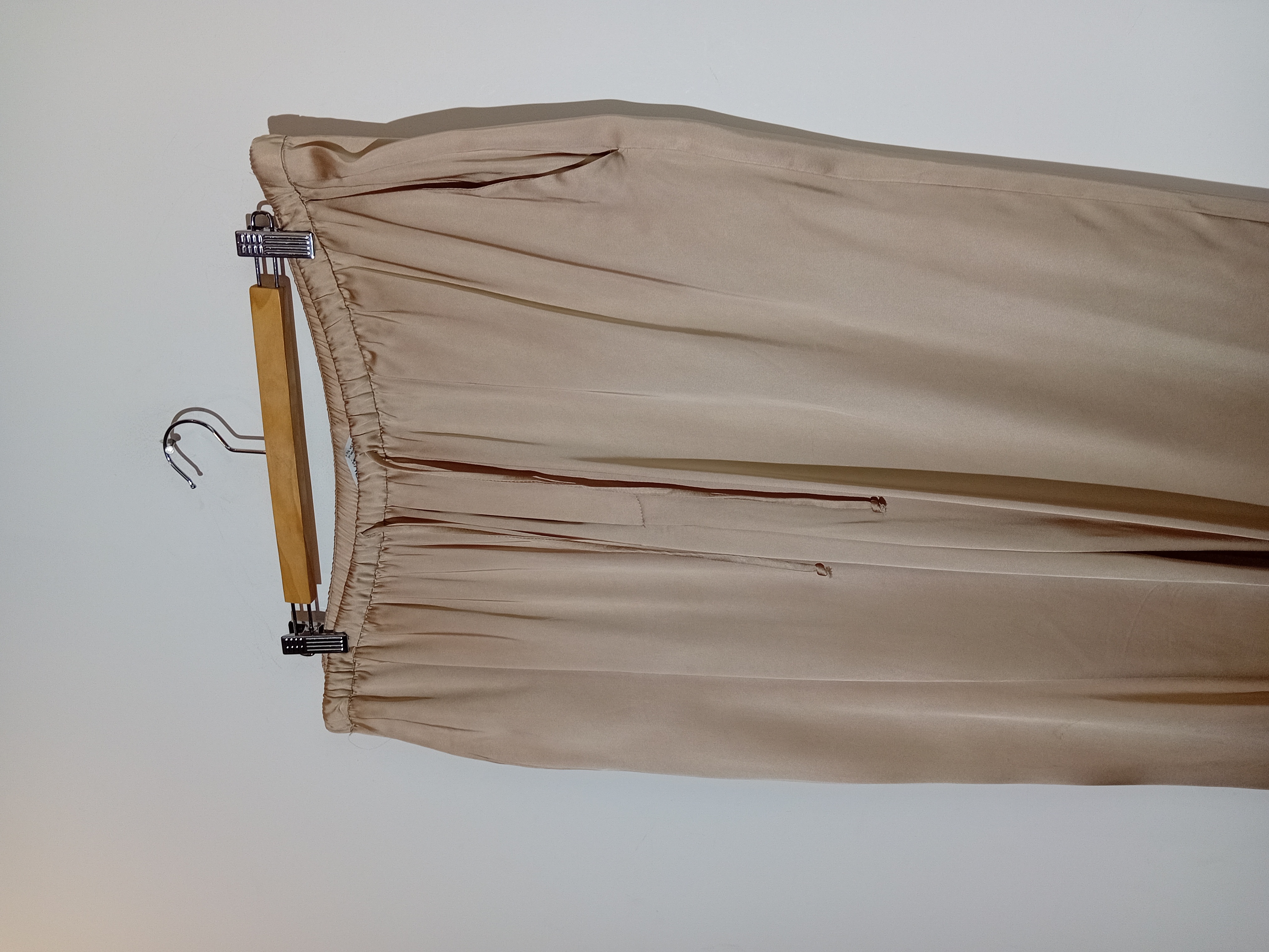 Pantalon Large Satin Beige Zara