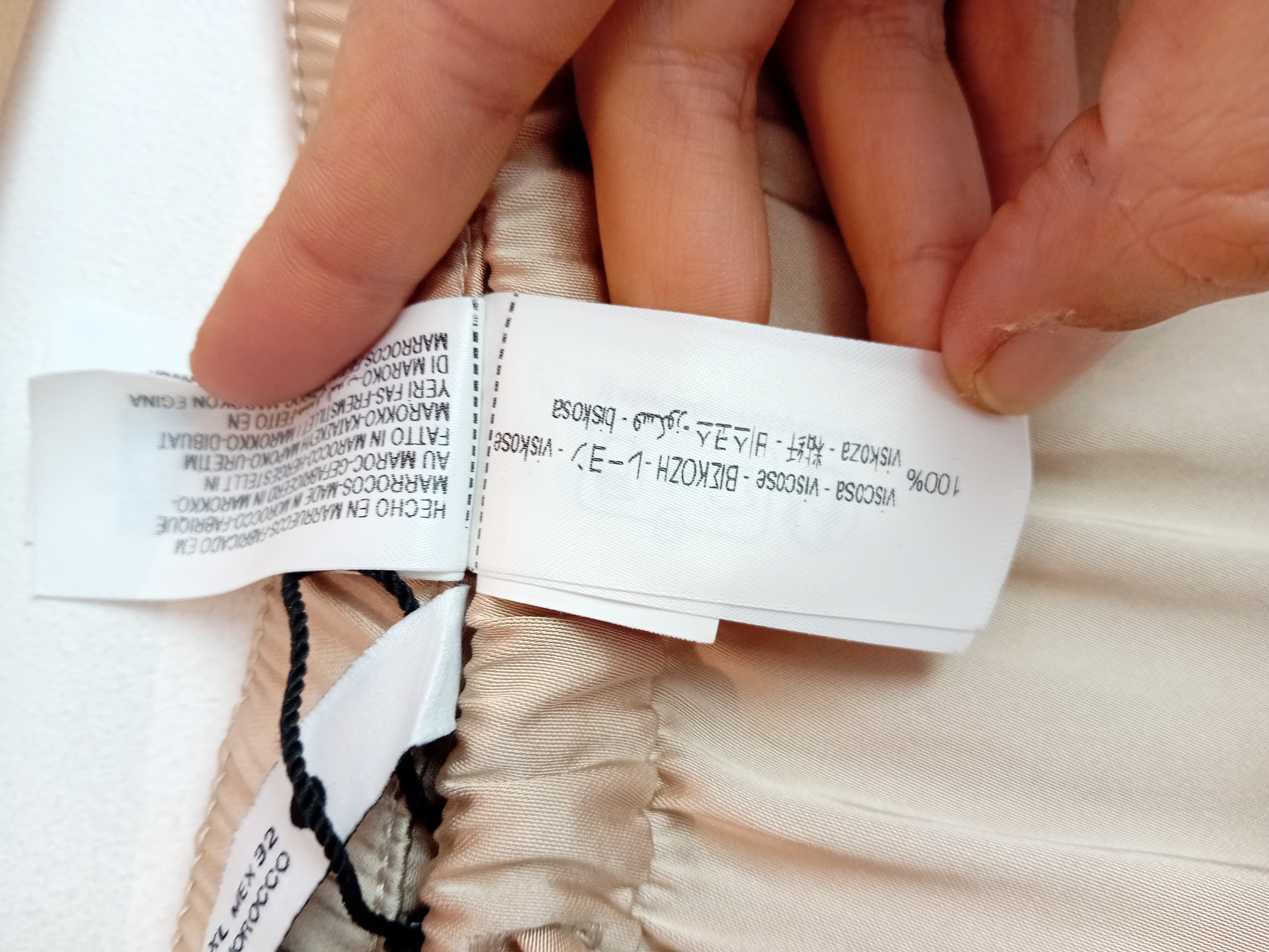 Pantalon Large Satin Beige Zara