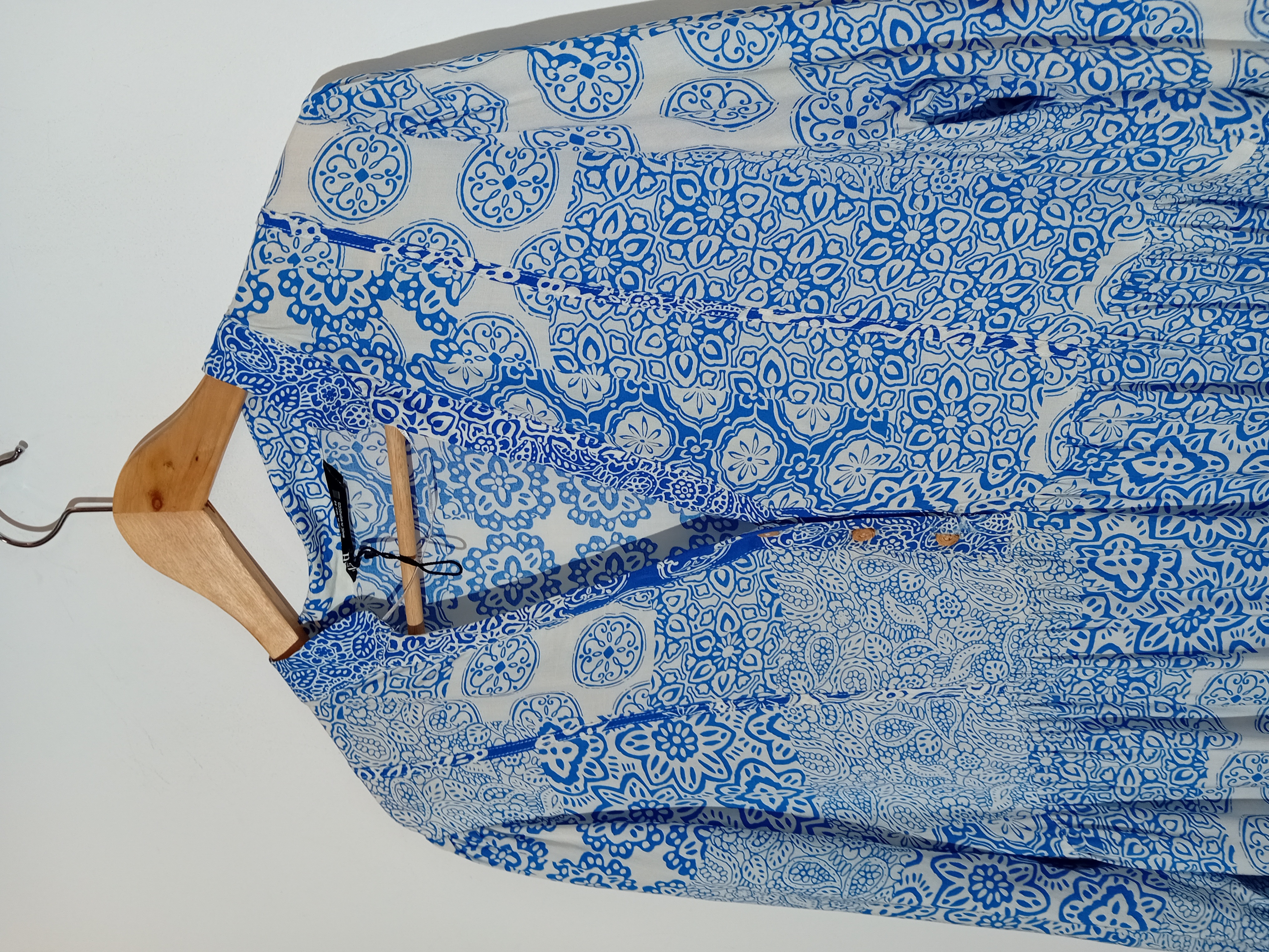 Robe Longue Imprimé Bleu Et Blanc