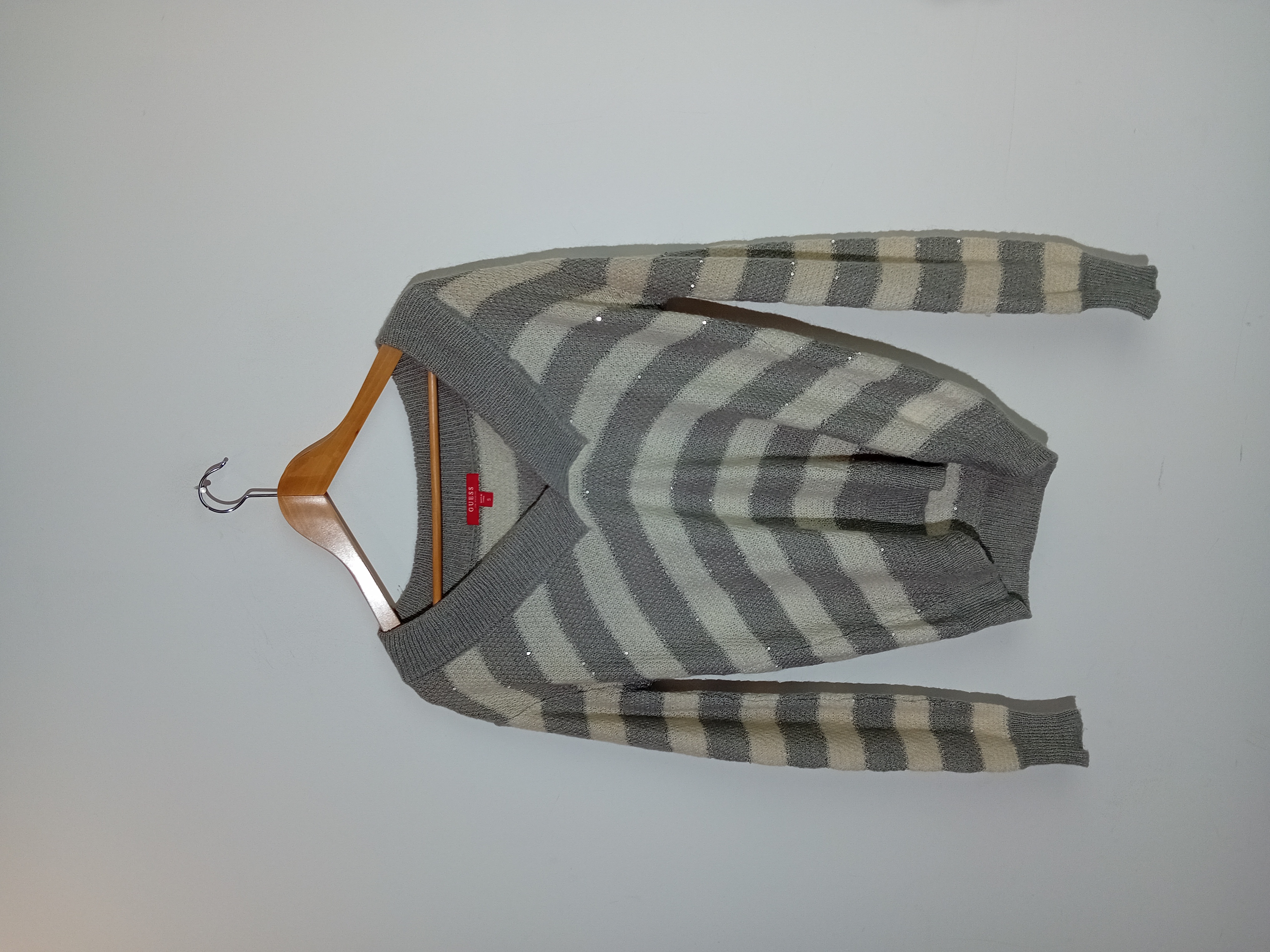 Pull Rayé Gris Et Blanc Guess
