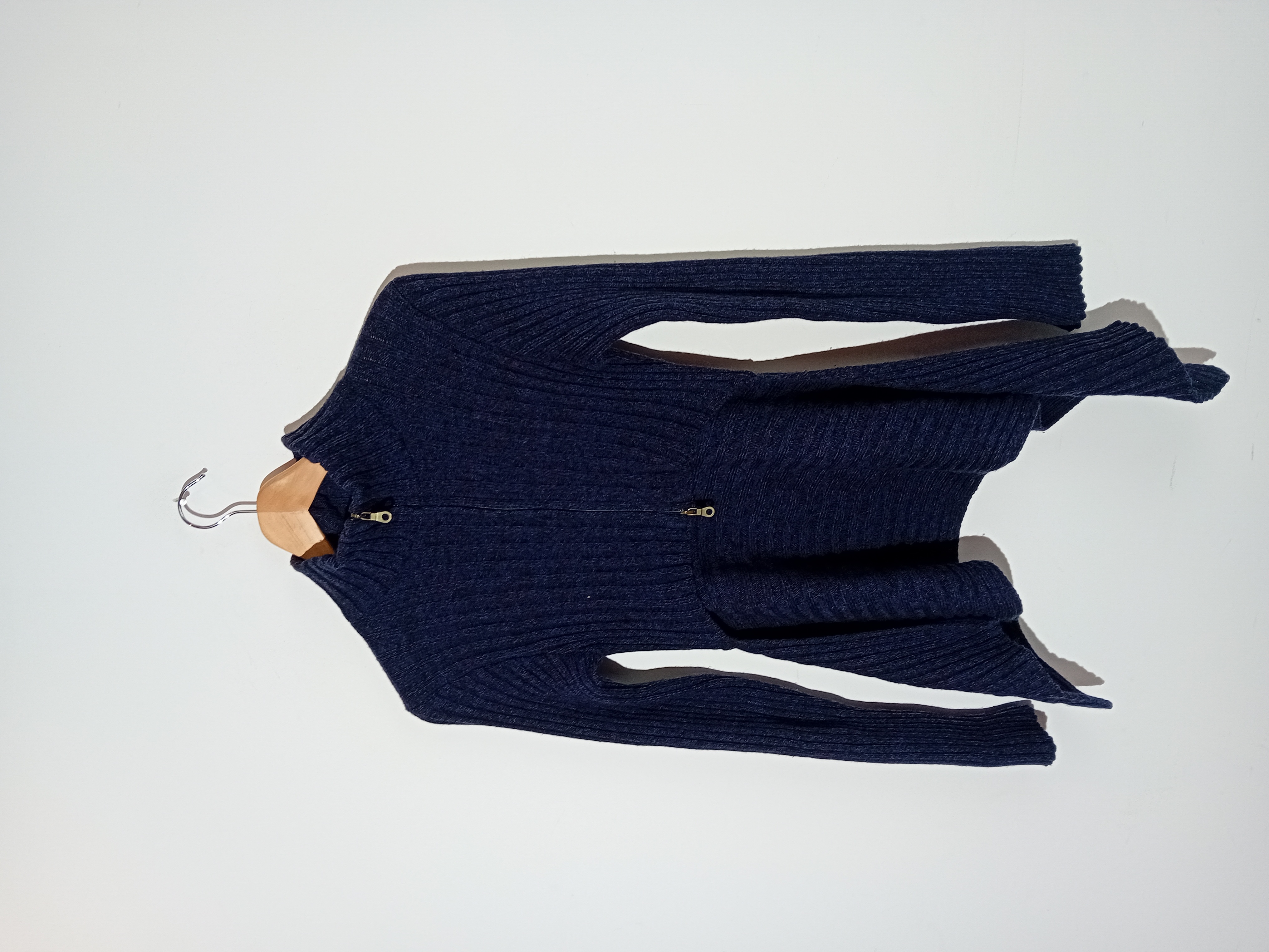Gilet Zippé En Maille Bleu Marine Sarah Pacini