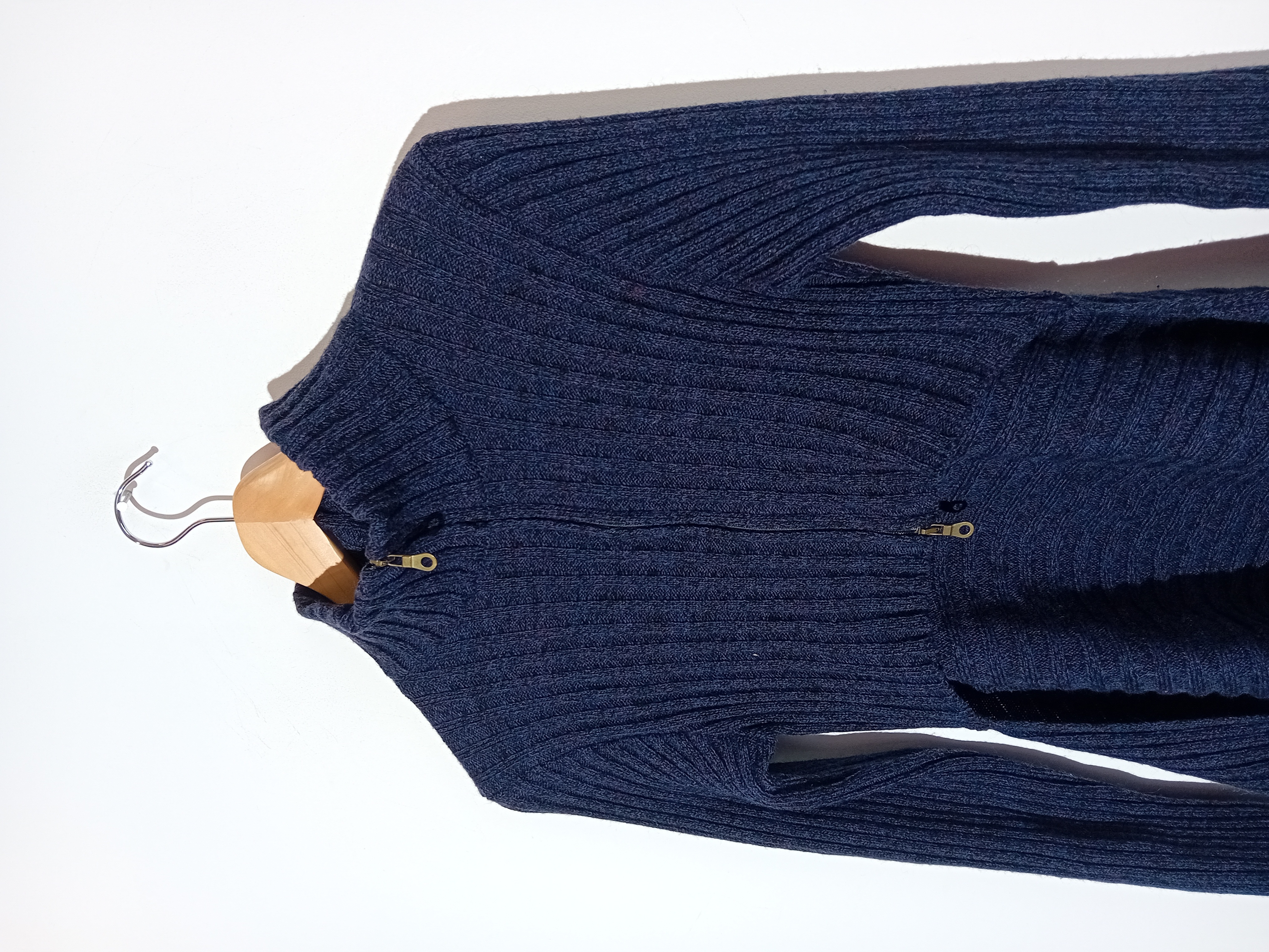 Gilet Zippé En Maille Bleu Marine Sarah Pacini