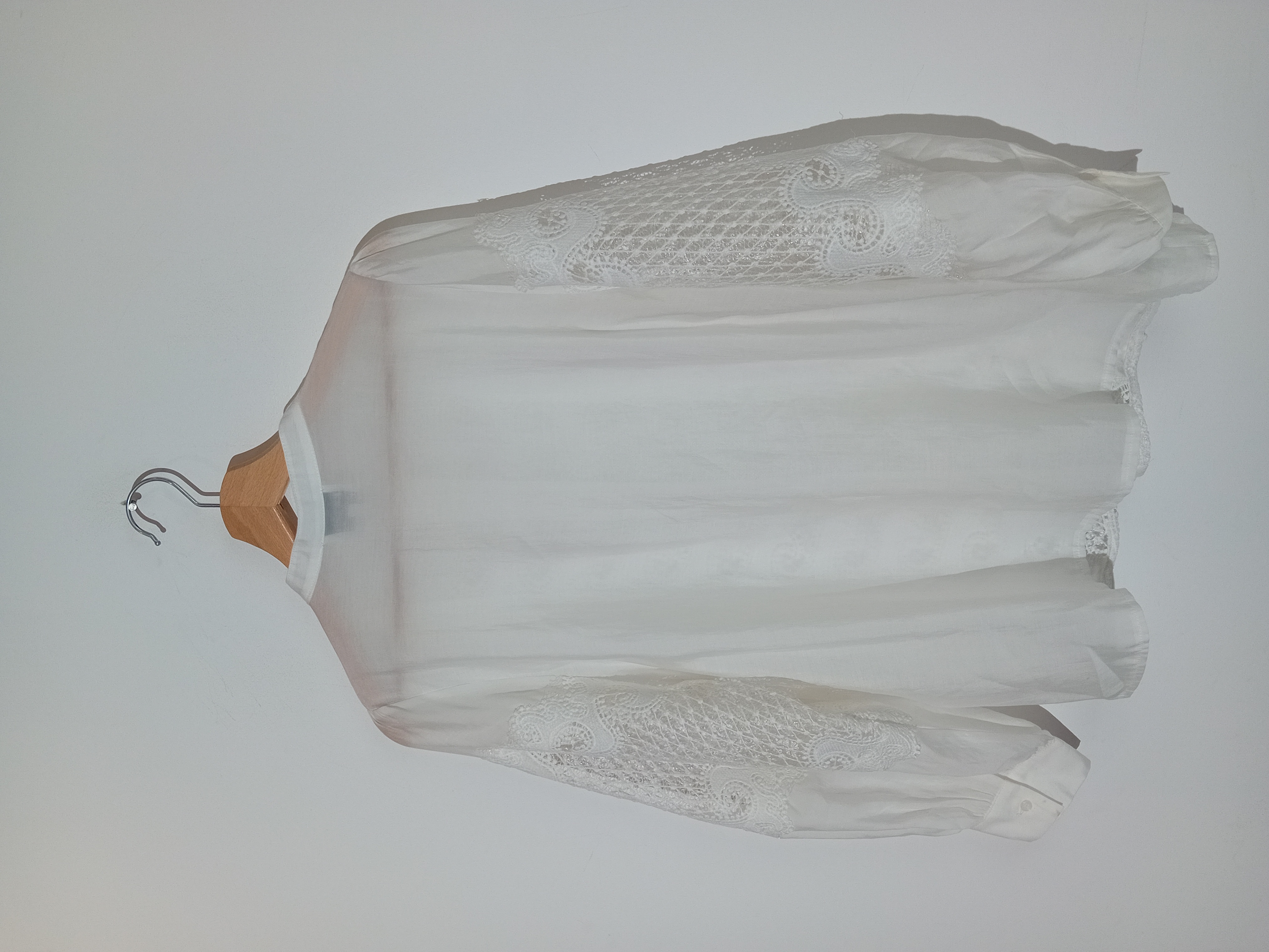 Chemisier Choklate Soie Blanche Dentelle L