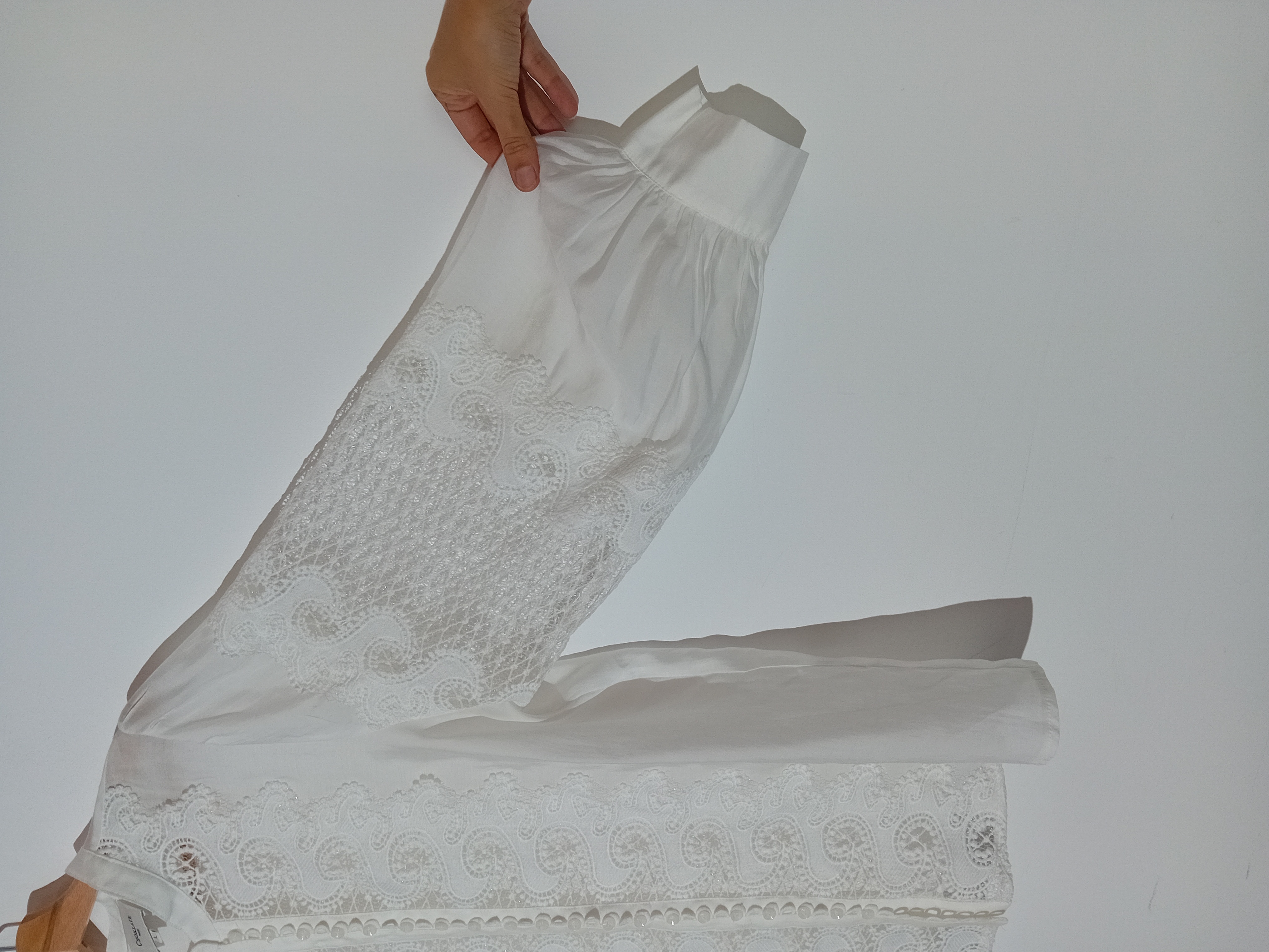 Chemisier Choklate Soie Blanche Dentelle L