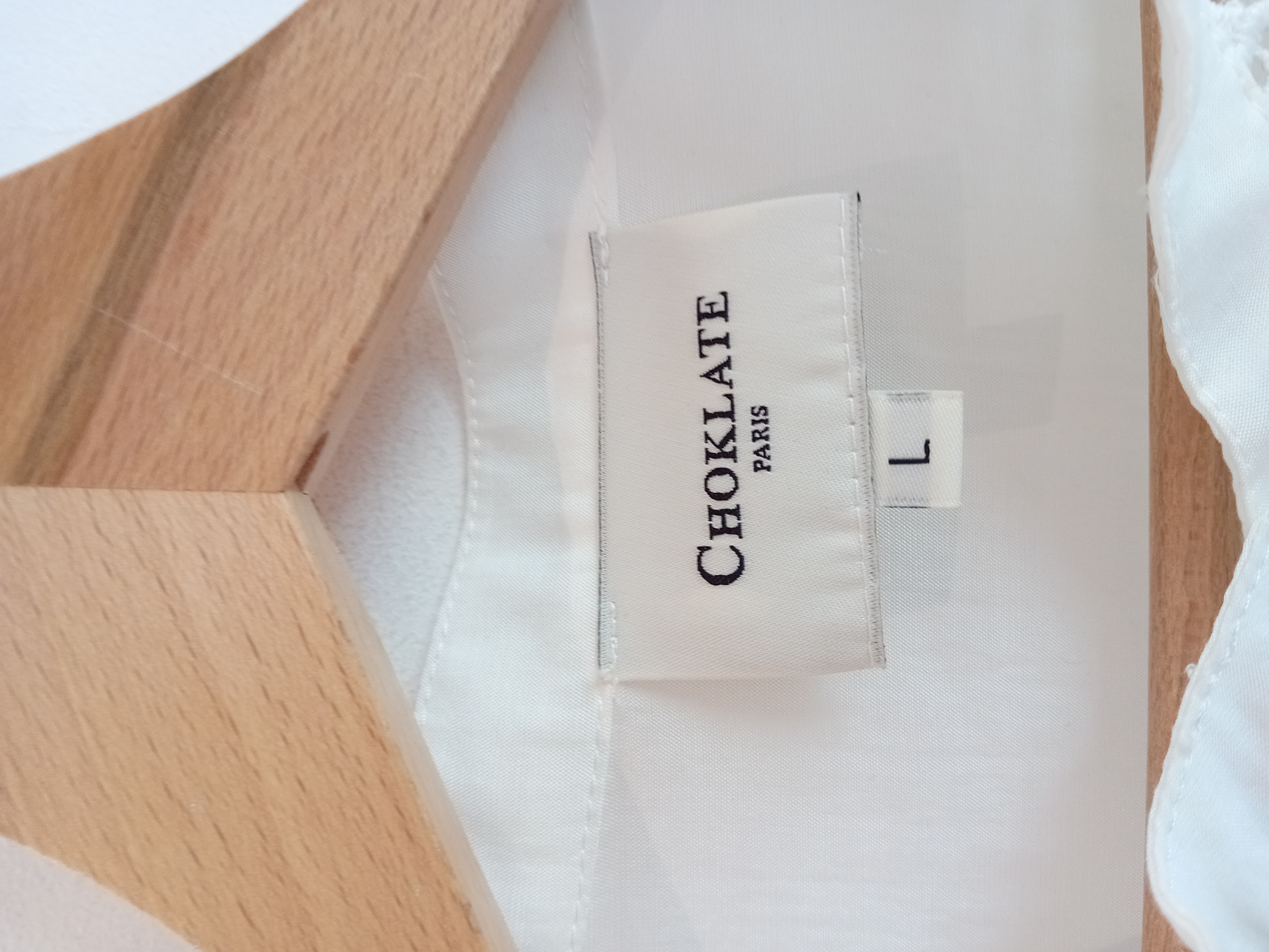 Chemisier Choklate Soie Blanche Dentelle L