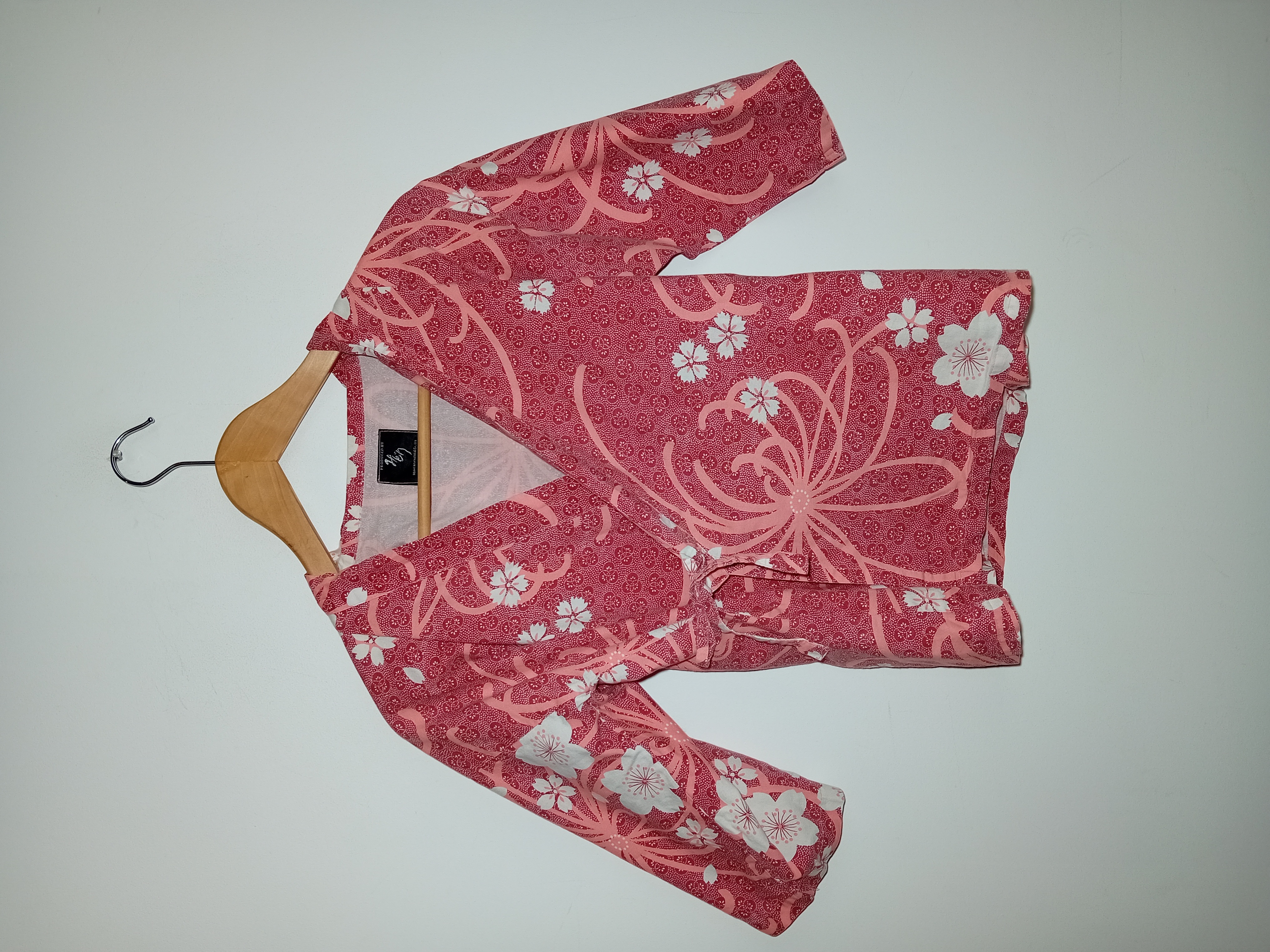 Haut Kimono Rose Fleurs Cerisiers L