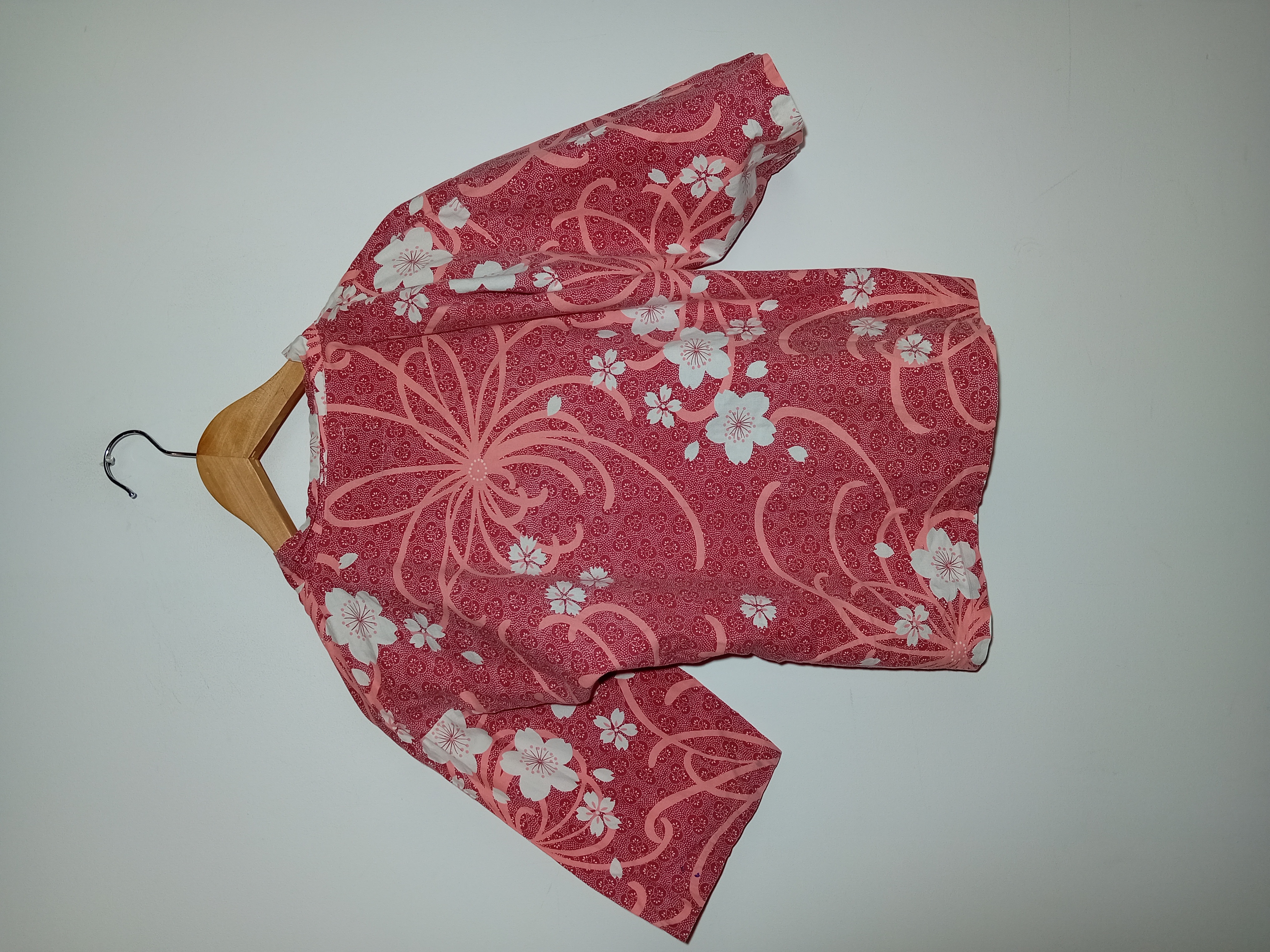 Haut Kimono Rose Fleurs Cerisiers L