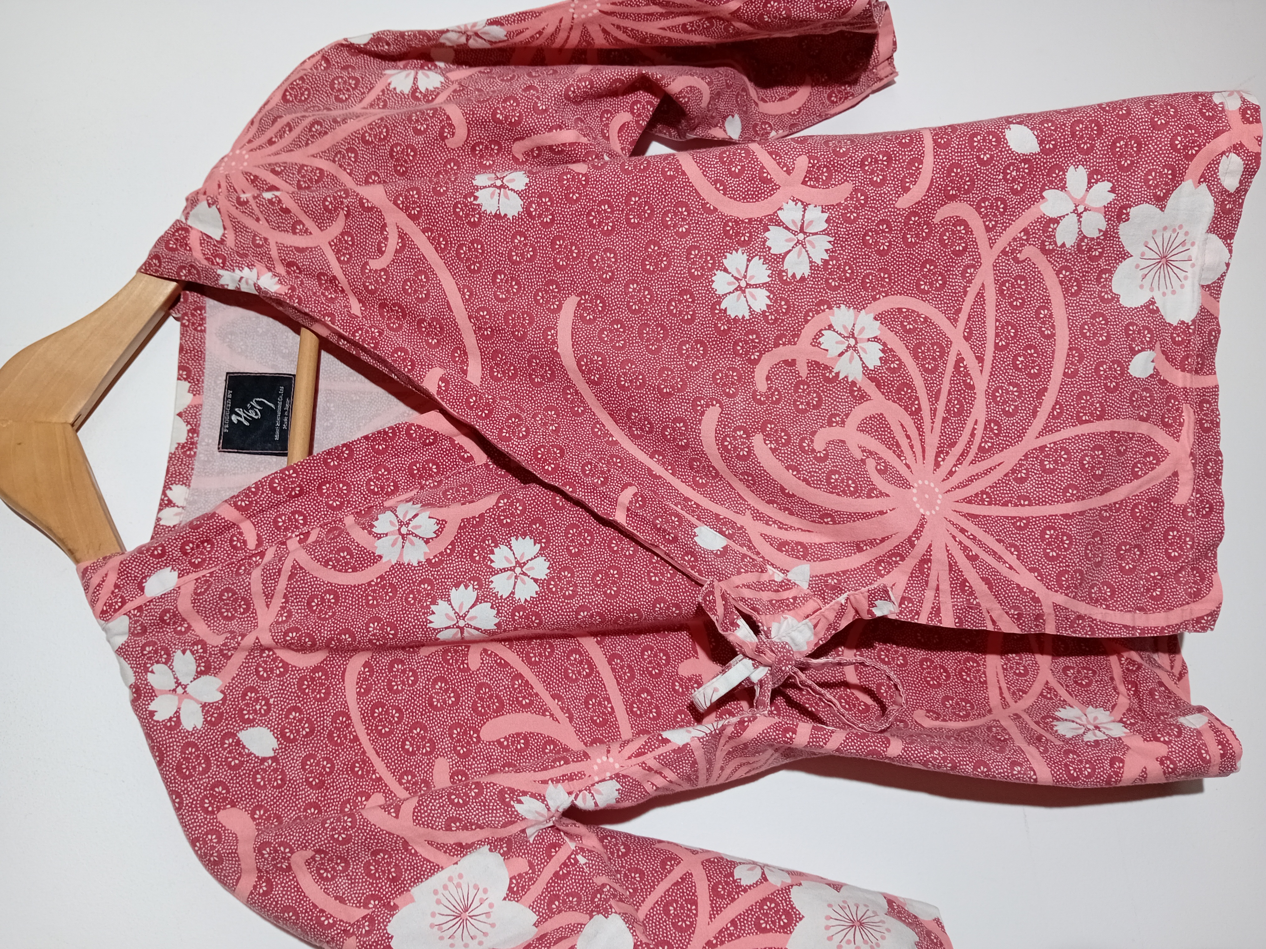 Haut Kimono Rose Fleurs Cerisiers L