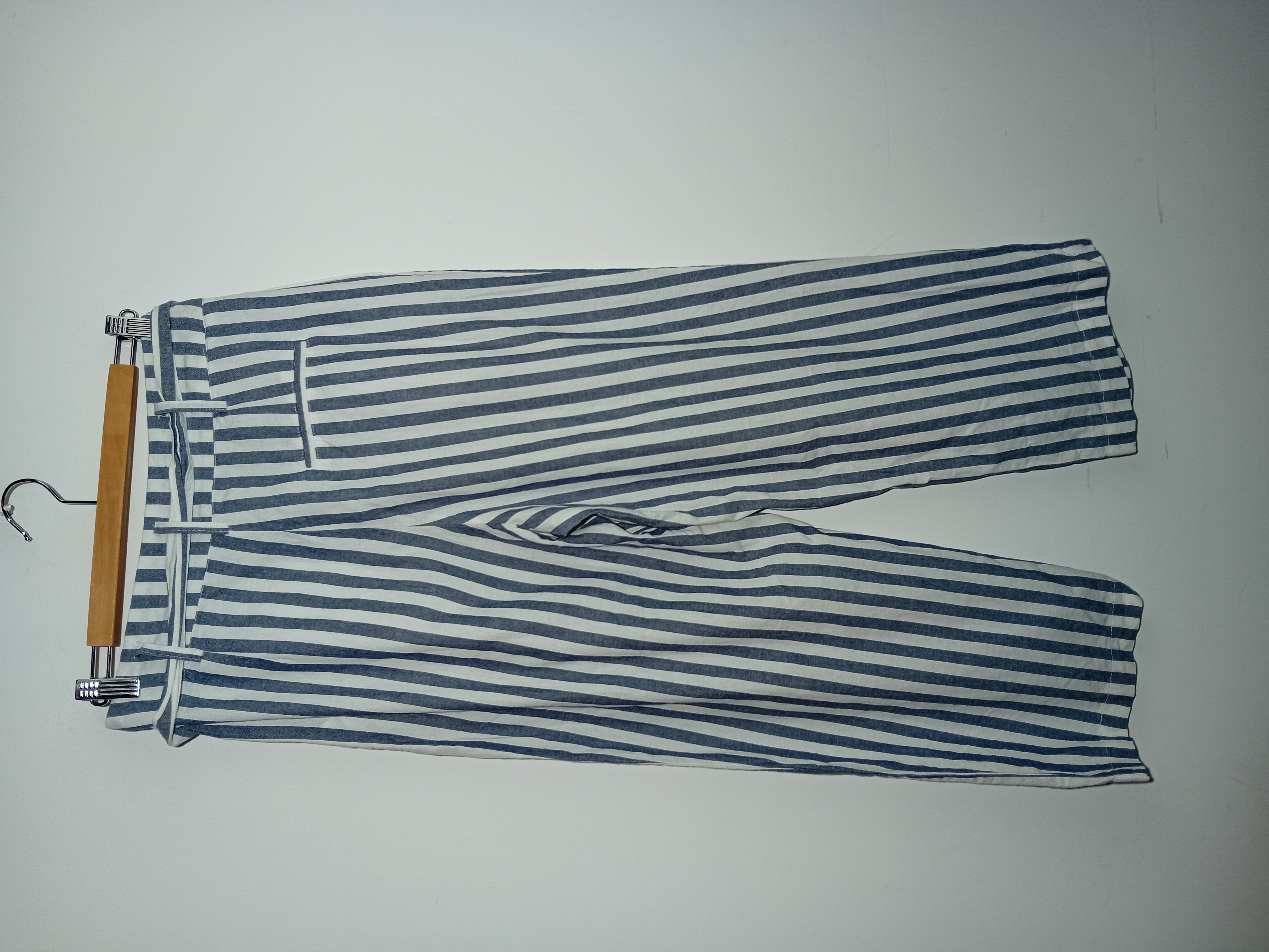 Pantalon Rayé Bleu Et Blanc Zara Basic M