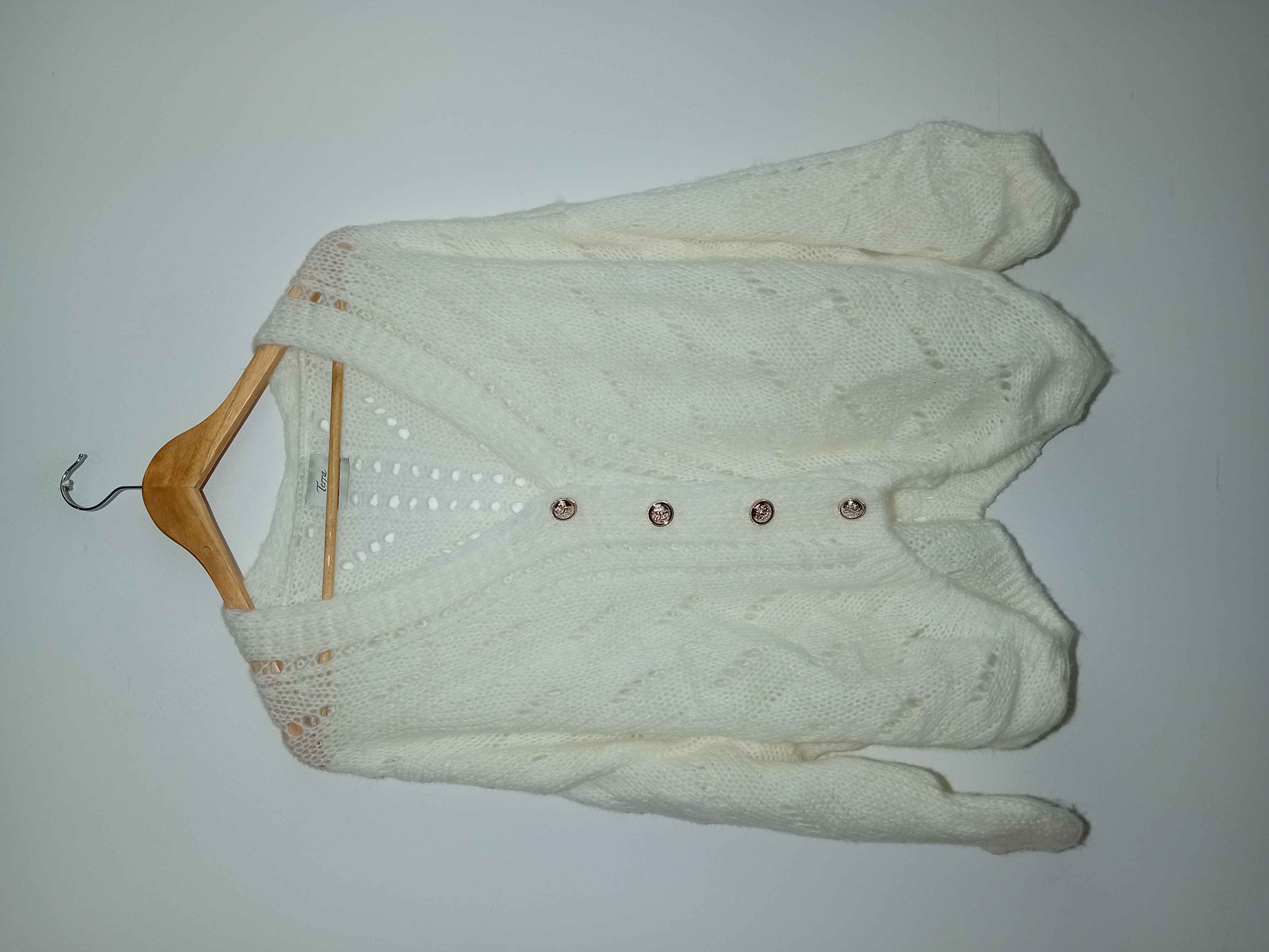 Gilet Maille Ajourée Crème