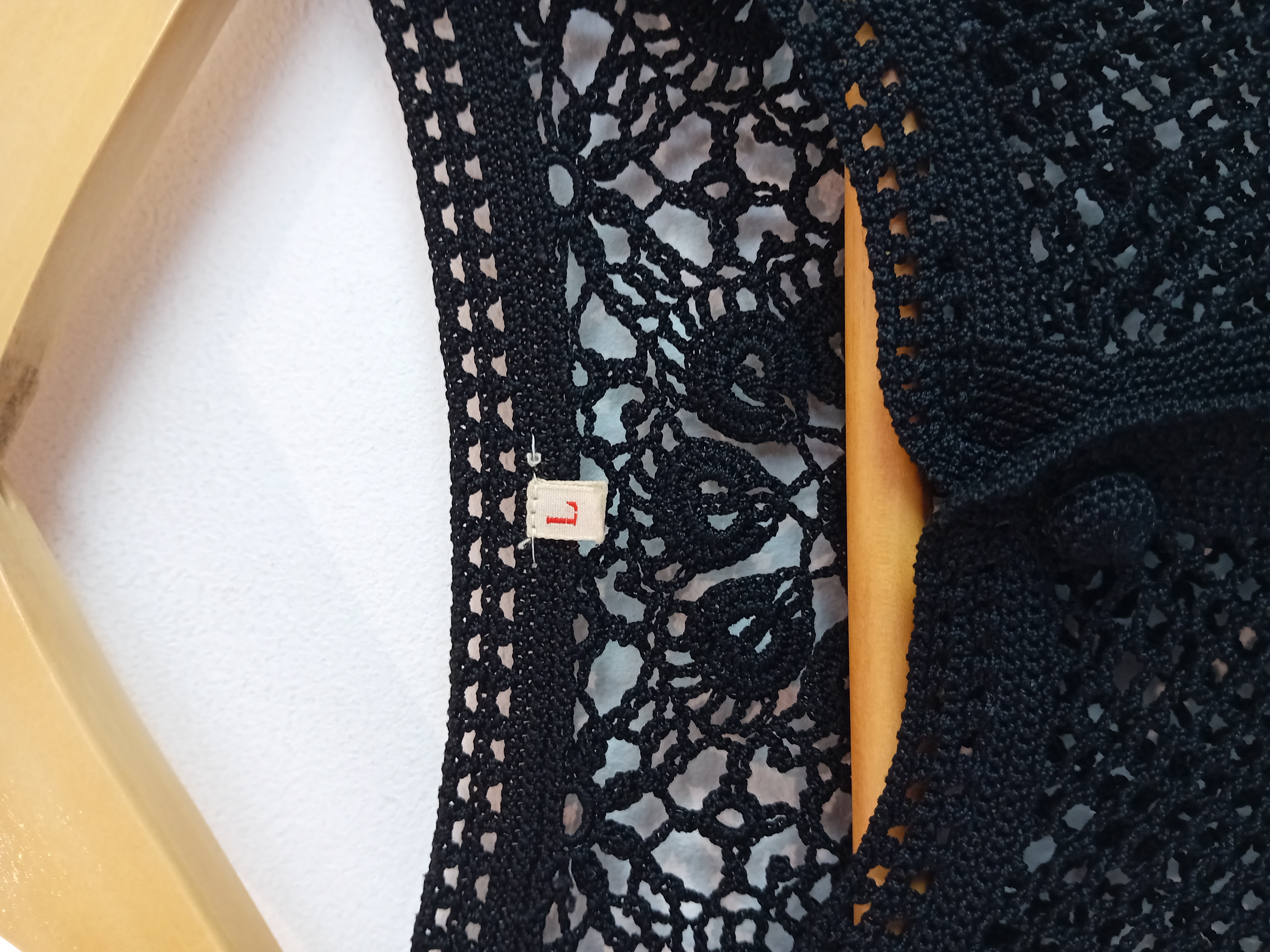 Gilet Vintage En Maille Crochet Noire Ajourée