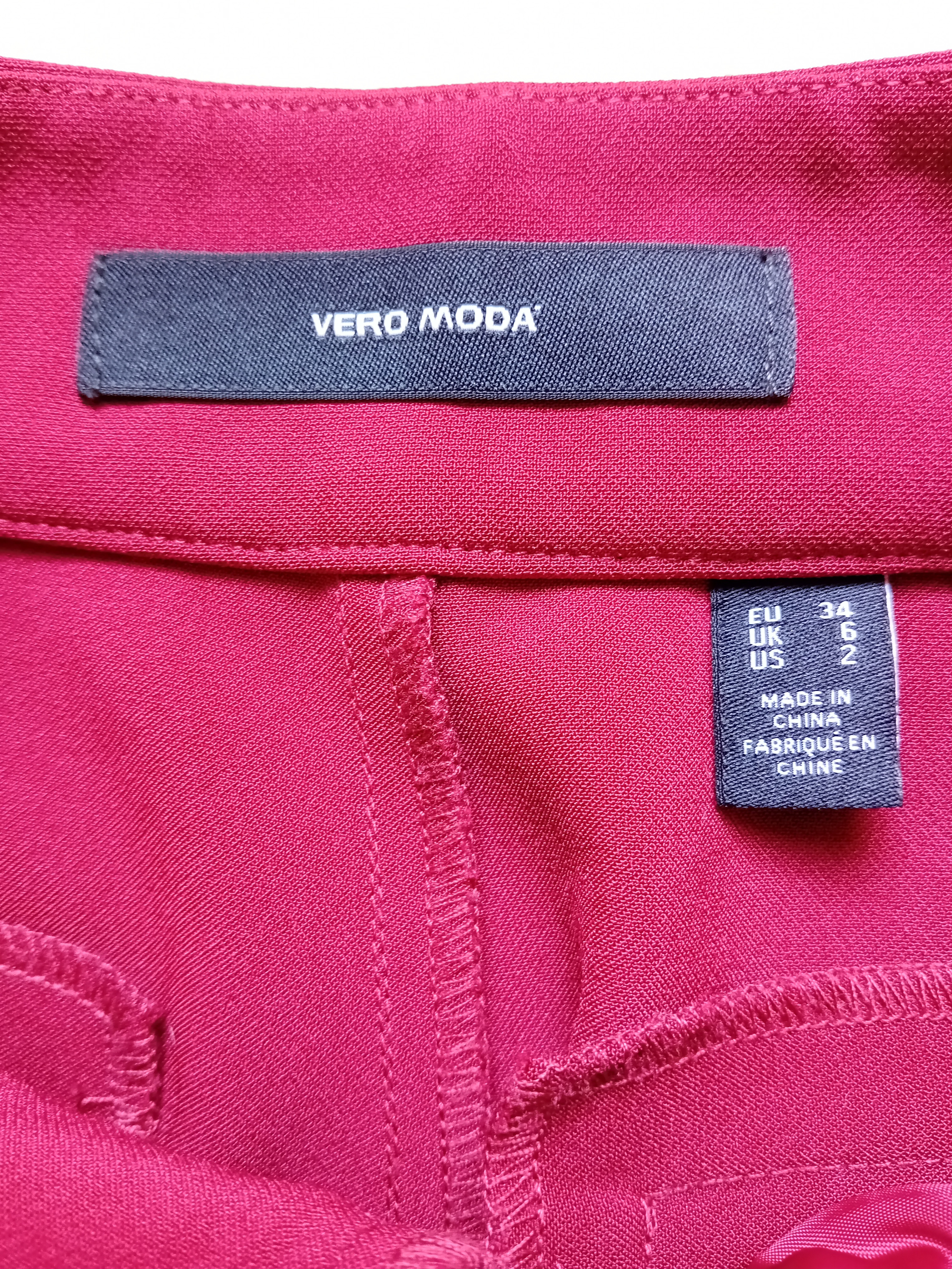 Pantalon Large Fluide Rouge Vero Moda Xs