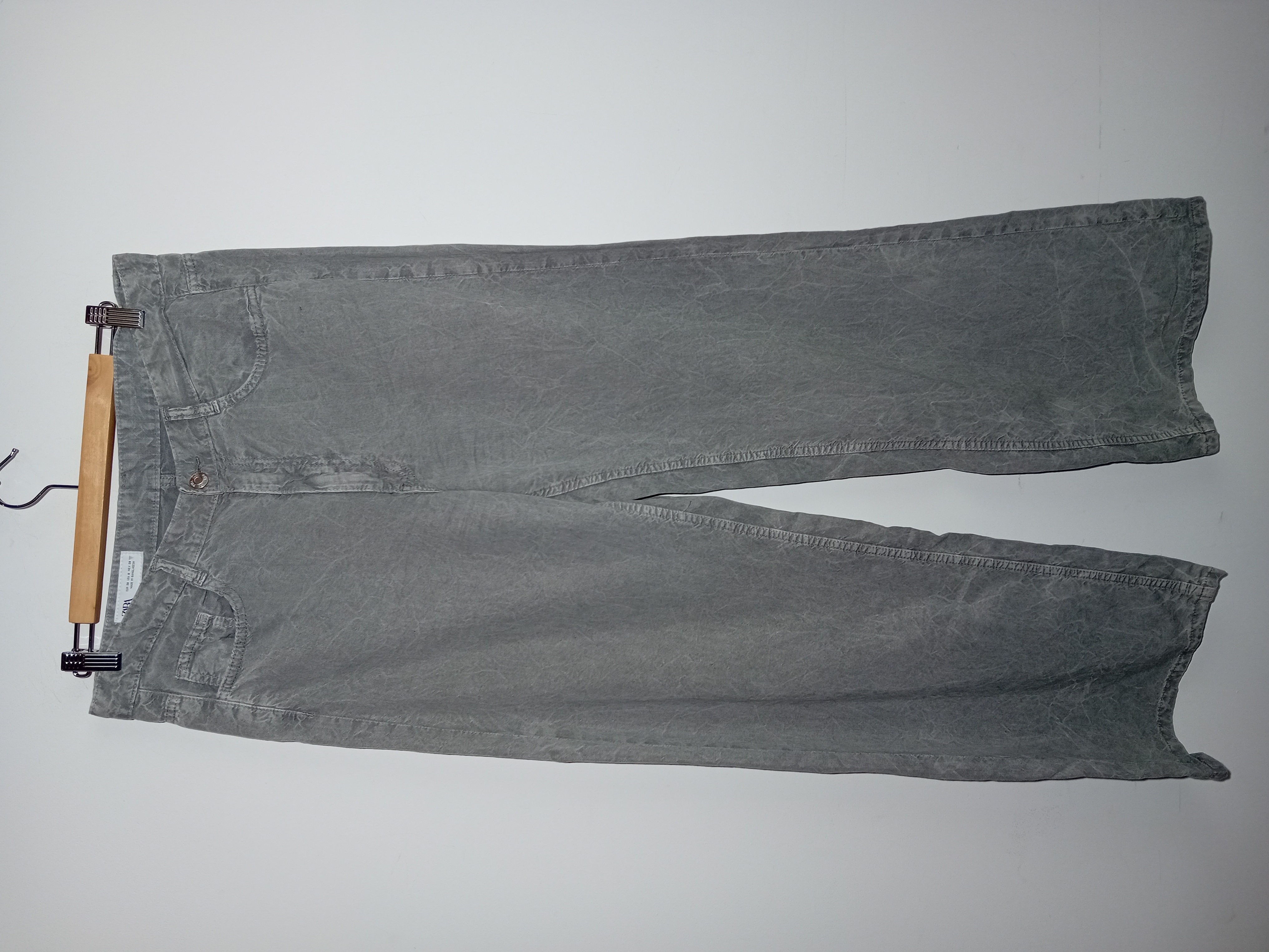 Pantalon Large Gris Zara 38