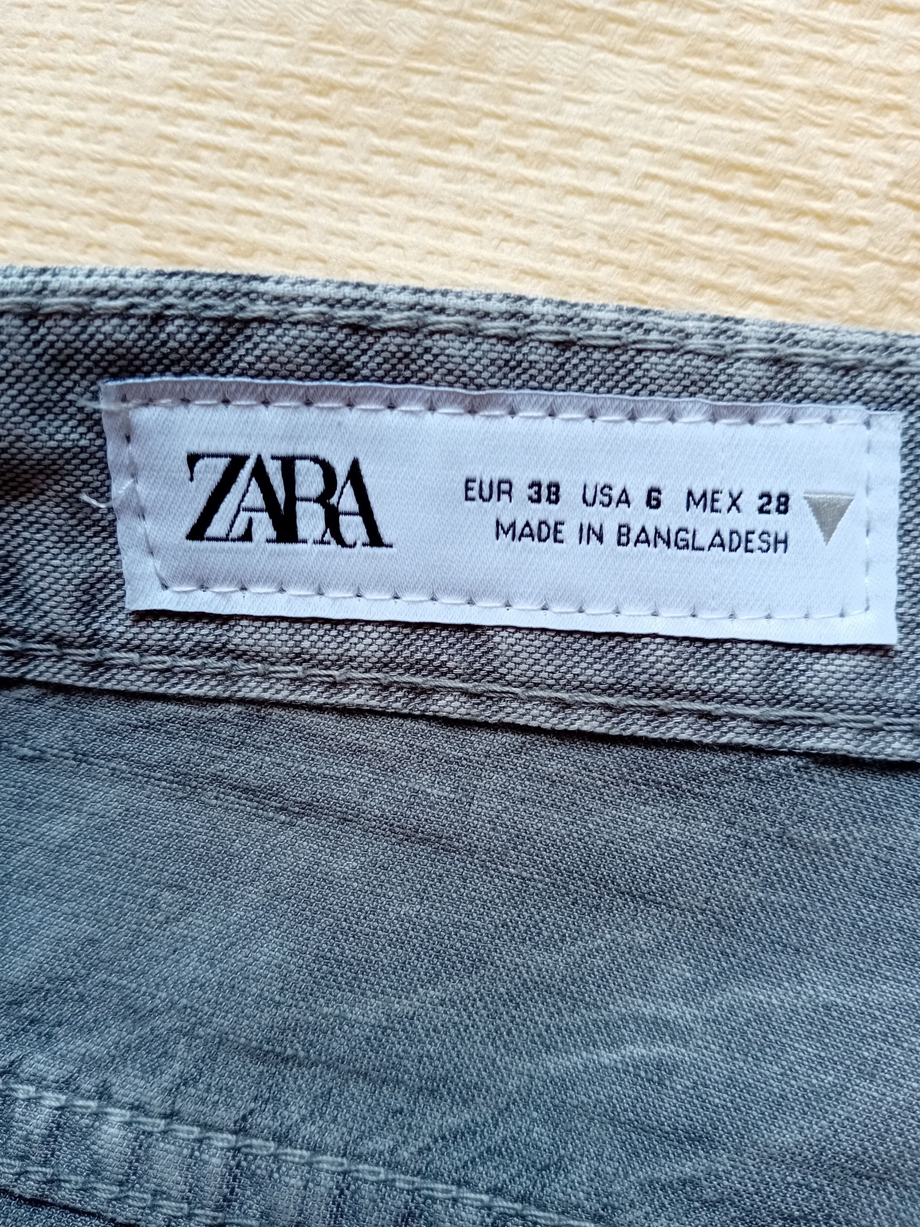 Pantalon Large Gris Zara 38