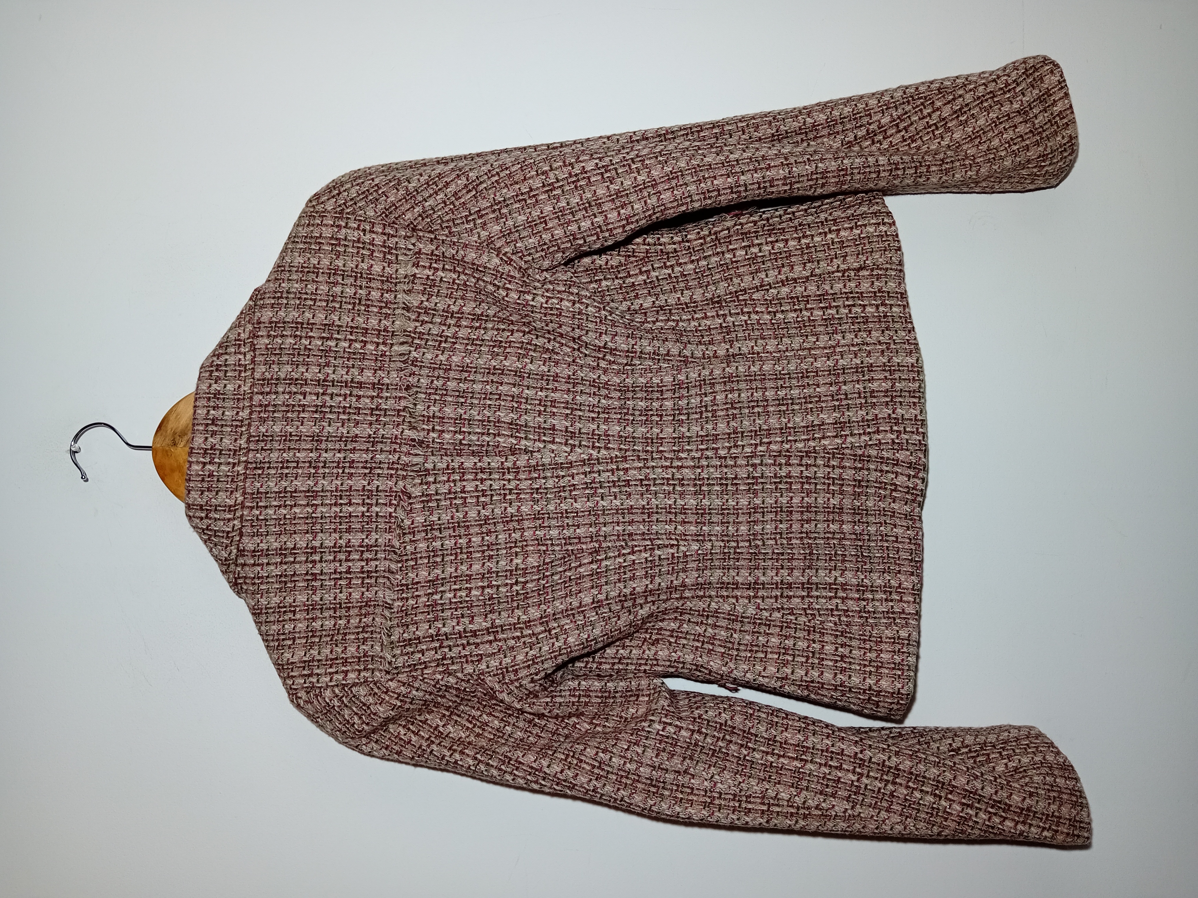 Veste En Tweed Rose Et Bordeaux Mango M